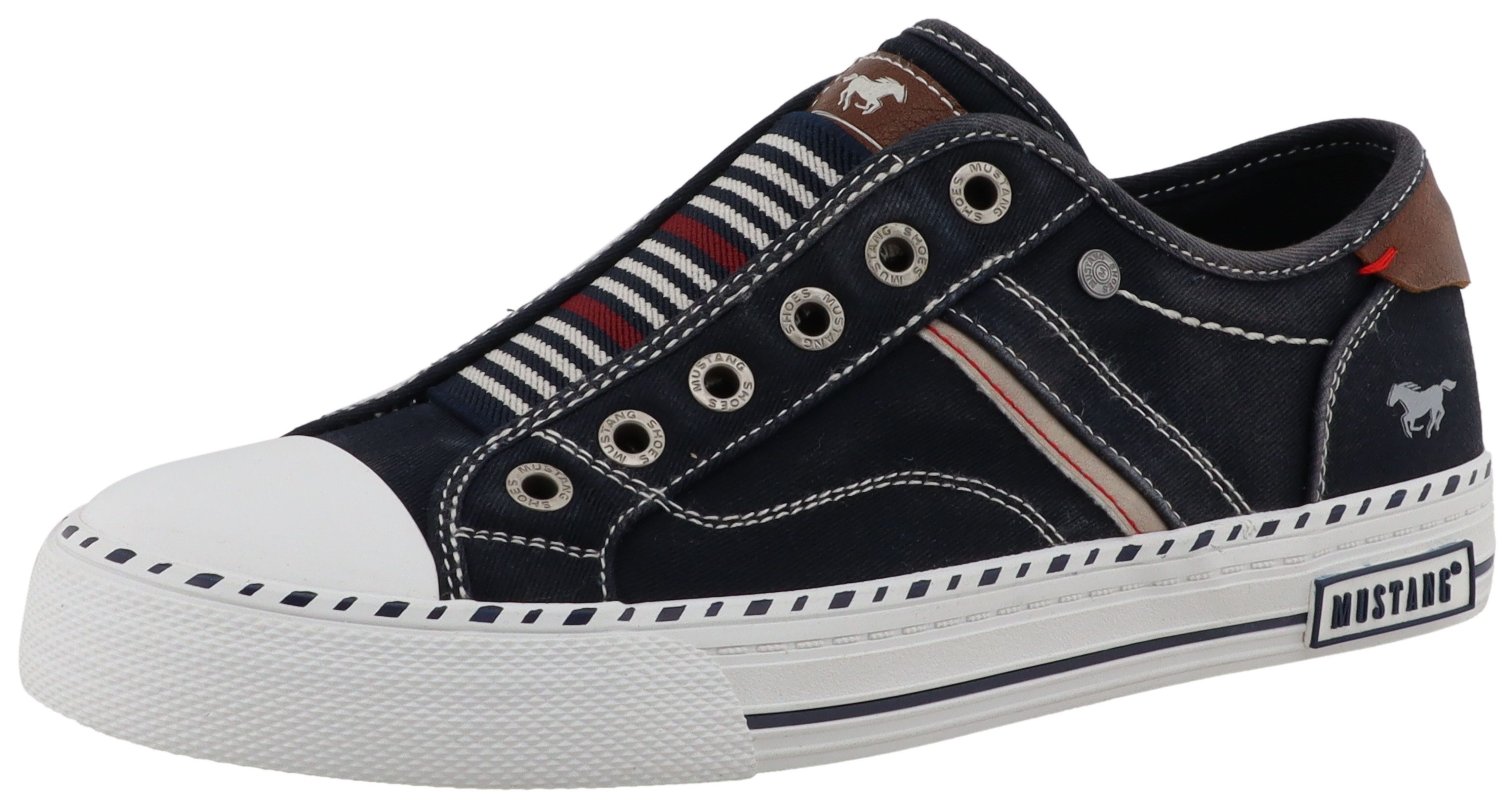 Mustang Shoes Magdalena Slip-On Sneaker Freizeitschuh, Slipper, Schlupfschuh mit Kontrastbesätzen