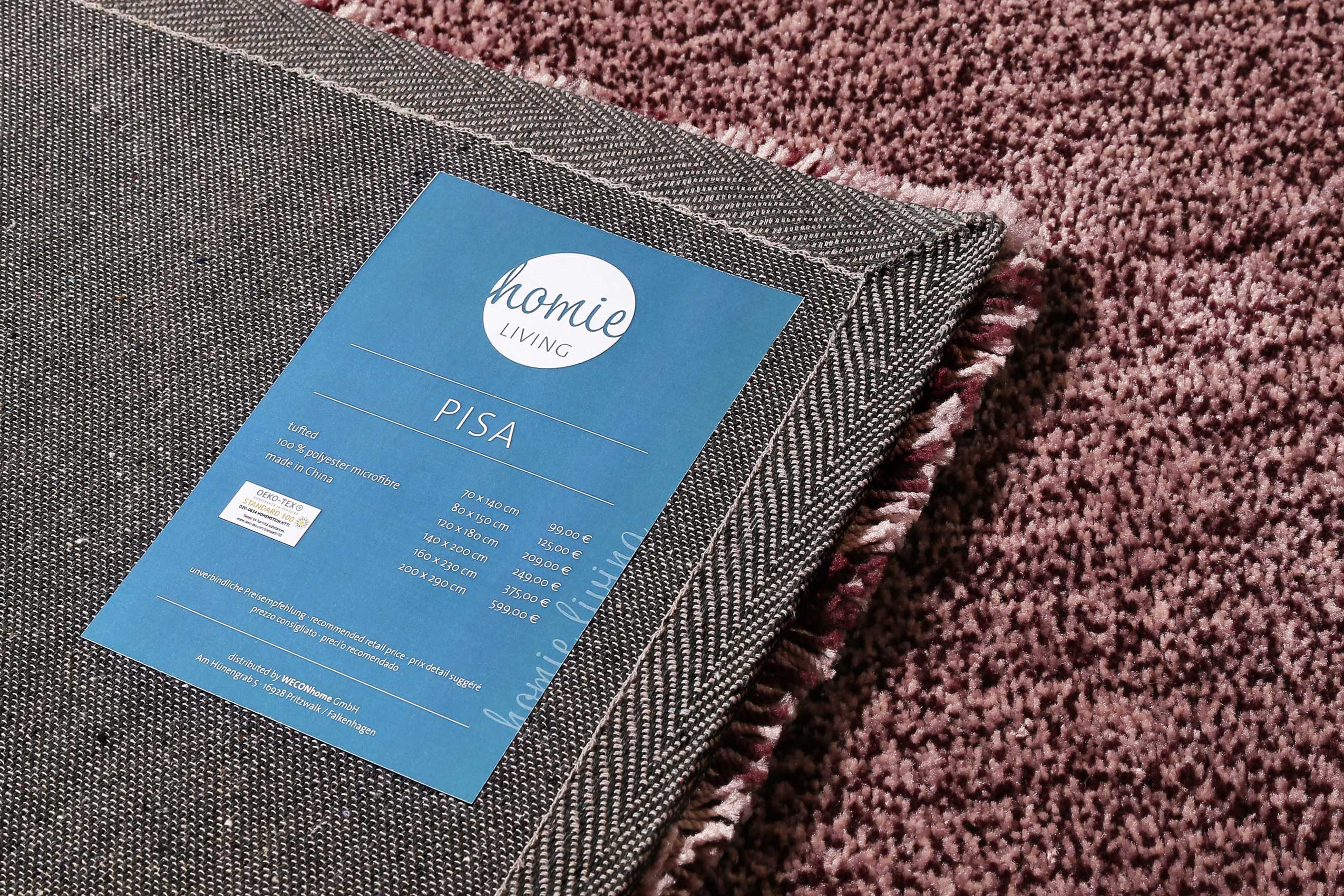 Homie Living Teppich Pisa, rund, Höhe: 25 mm, Hochflor, Microfaser, uni, weich, Shaggy, Wohnzimmer, Schlafzimmer