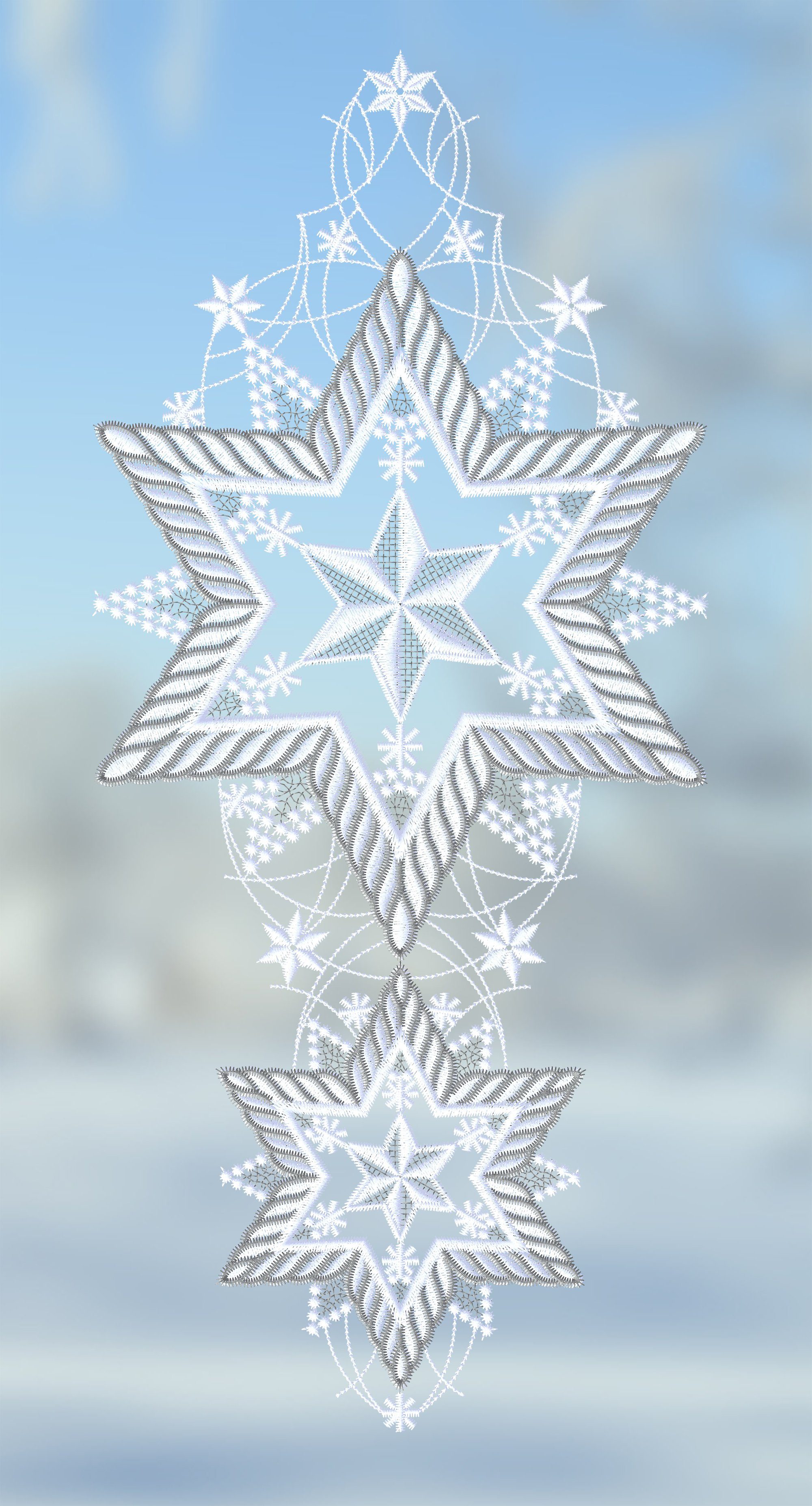 Plauener Spitze® Fensterbild Silbersterne, HxB 42x18cm günstig online kaufen