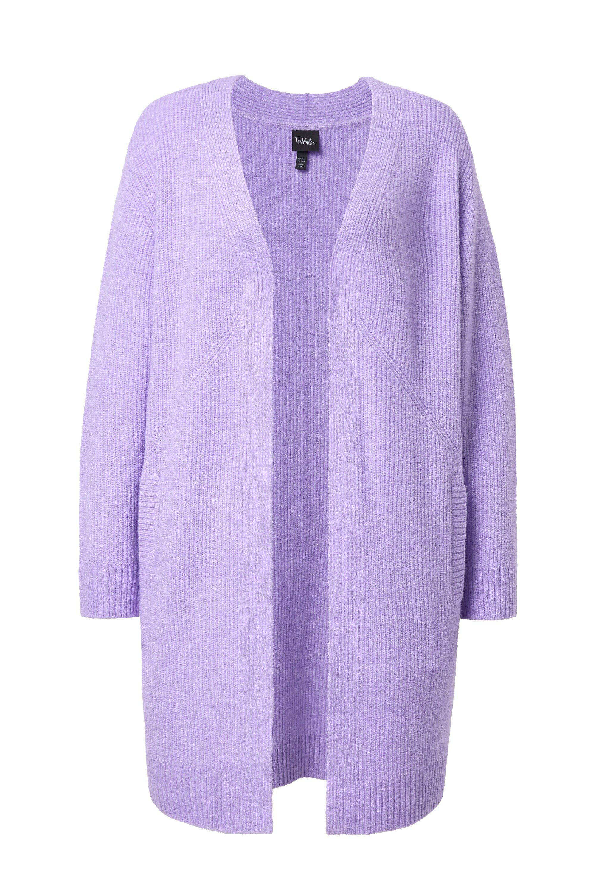 Strickjacke Long-Strickjacke Rippstrick ohne Verschluss