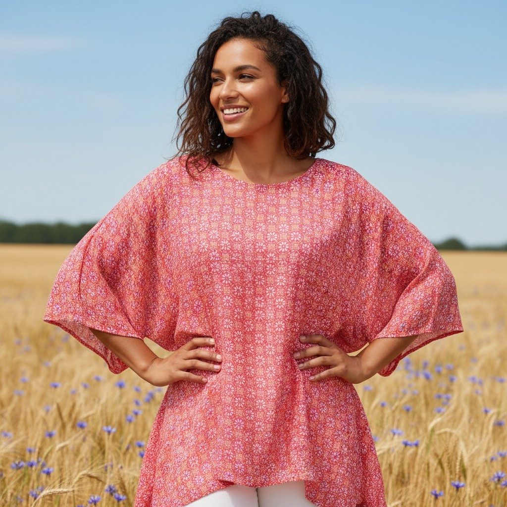 Guru-Shop Longbluse Tunika mit Trompetenärmeln für starke Frauen,.. Hippie, günstig online kaufen