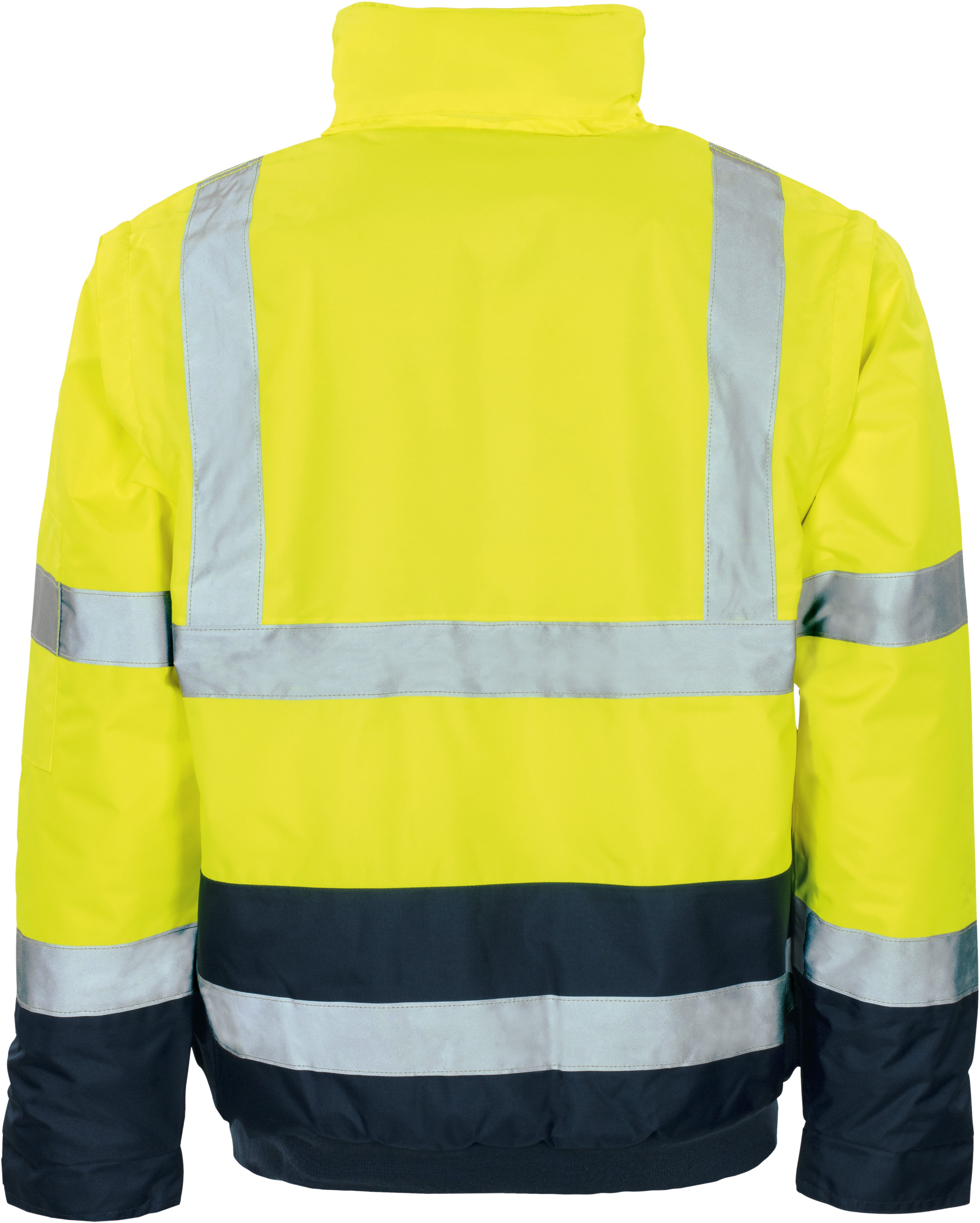 vizwell Pilotenjacke Warnschutz Arbeitsjacke Winterjacke auch Weste, neon, zertifiziert abtrennbare Ärmel als Weste tragbar, Steppfutter mit Kälteschutz – Bild 5 von 5