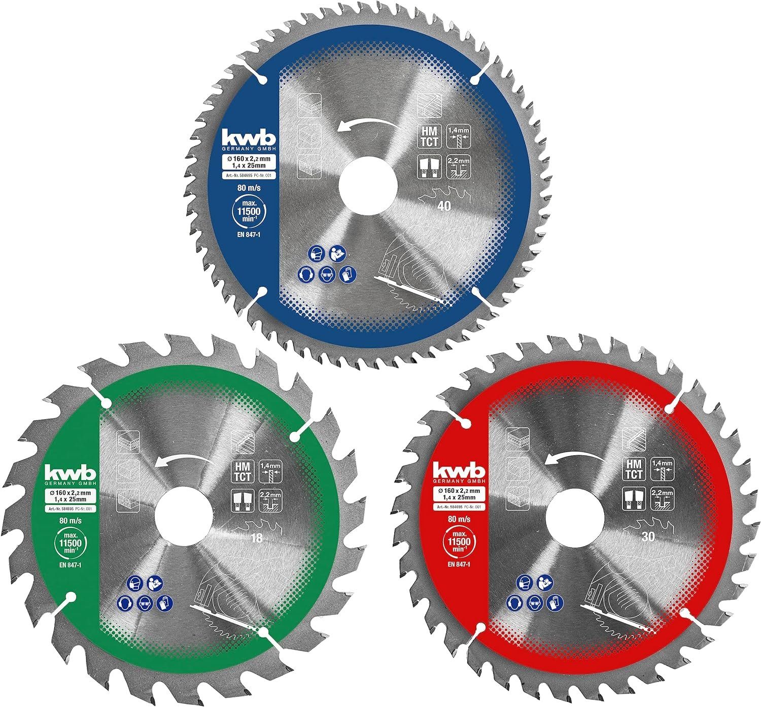 kwb Kreissägeblatt, Kreissägeblattsatz 3t 160x25mm günstig online kaufen