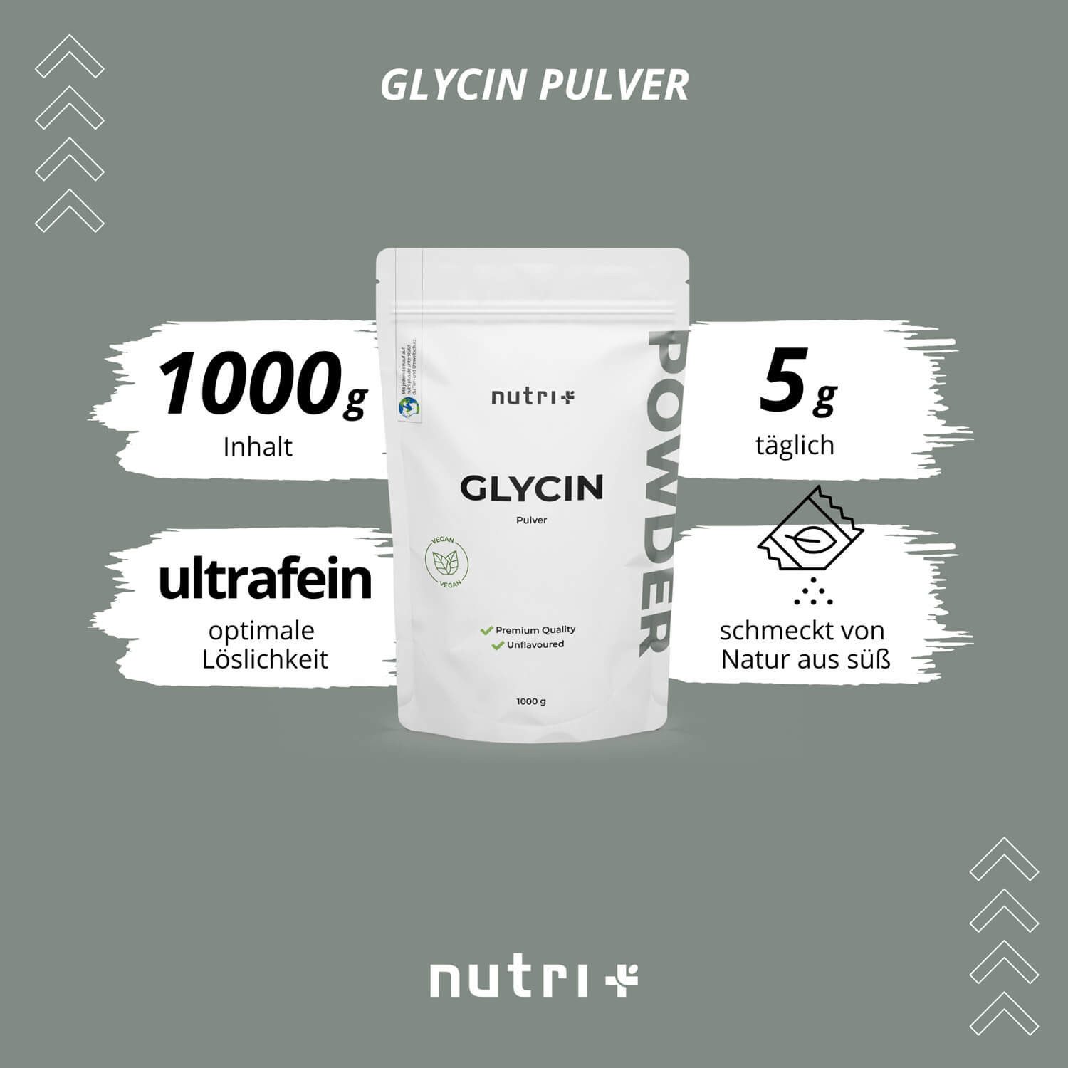 nutri+ Glycin Pulver 1 kg Aminosäure Pulver, 1000 g