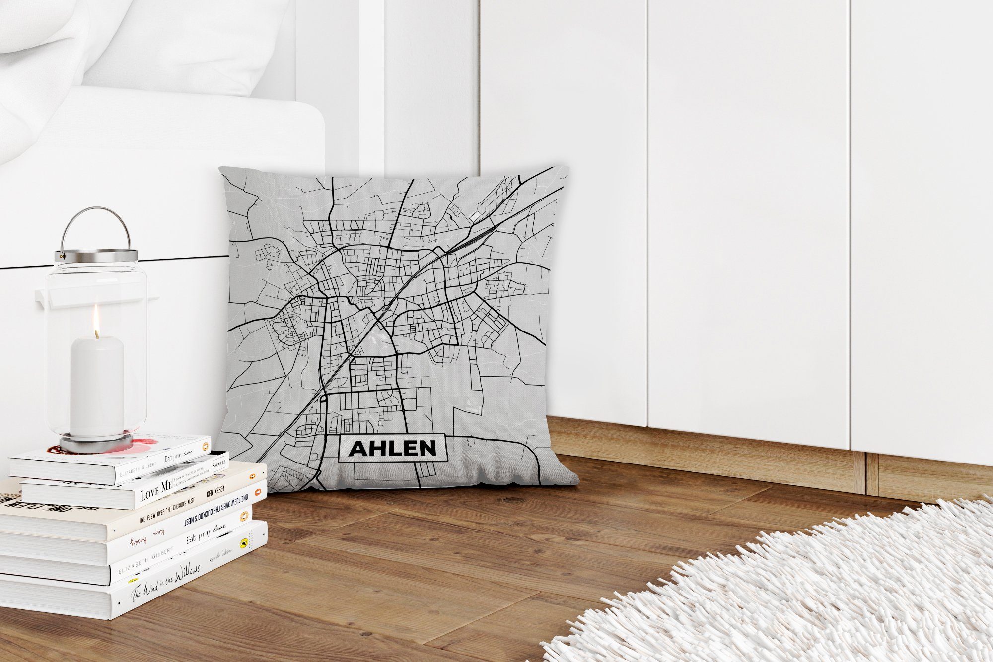 MuchoWow Dekokissen Deutschland - Stadtplan Sofakissen Zierkissen Schlafzimmer, - - Wohzimmer, Füllung Karte, Deko, mit für Elmshorn