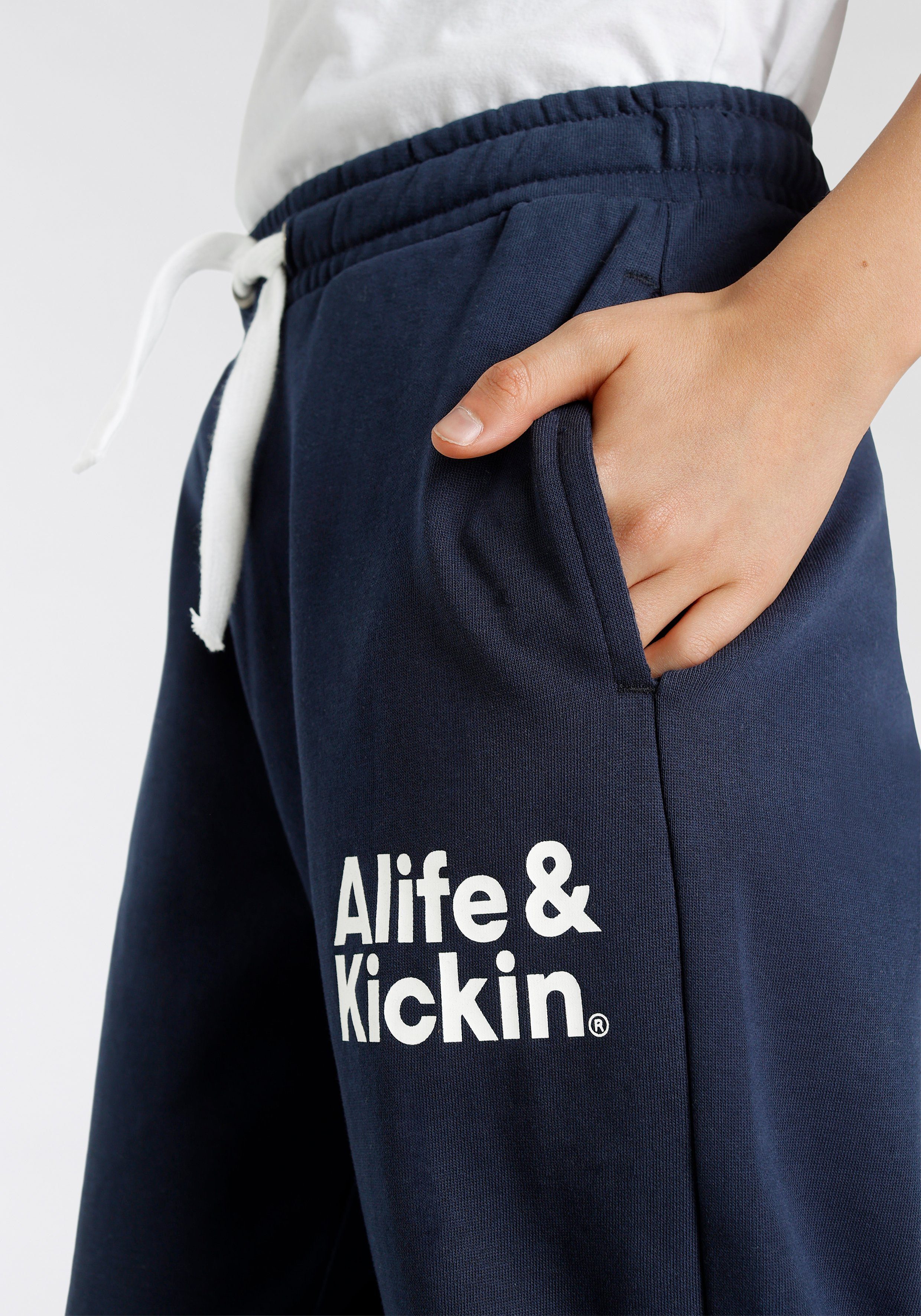 Alife & Kickin Sweathose Logo-Print geraute Ware weiche innen
