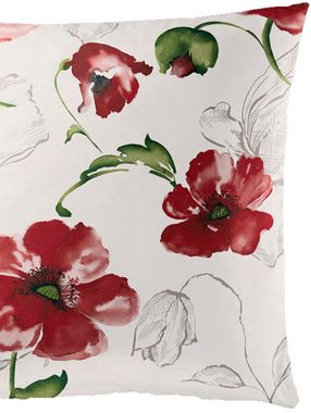 Bettwäsche Red Flowers, BIERBAUM, Seersucker, 2 teilig, Seersucker, 100 % Baumwolle, mit floralem Muster, pflegeleicht