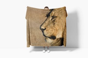 Sinus Art Handtücher Handtuch Strandhandtuch Saunatuch Kuscheldecke mit Tiermotiv großer Löwe, Baumwolle-Polyester-Mix (1-St), Handtuch