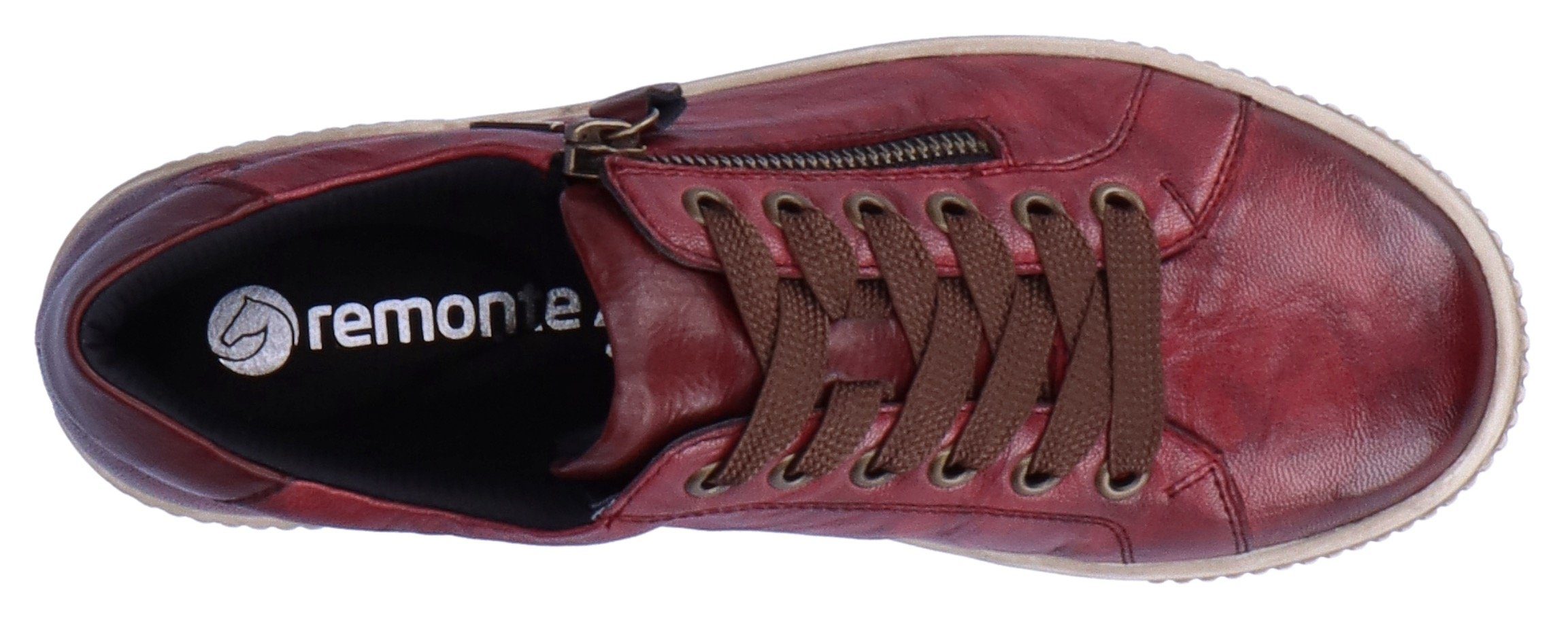 Remonte Sneaker mit praktischem Außenreißverschluss weinrot