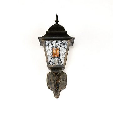 Licht-Erlebnisse Außen-Wandleuchte SALZBURG, ohne Leuchtmittel, Außenleuchte Wandlampe Tiffany Stil Ornamentglas Rustikal