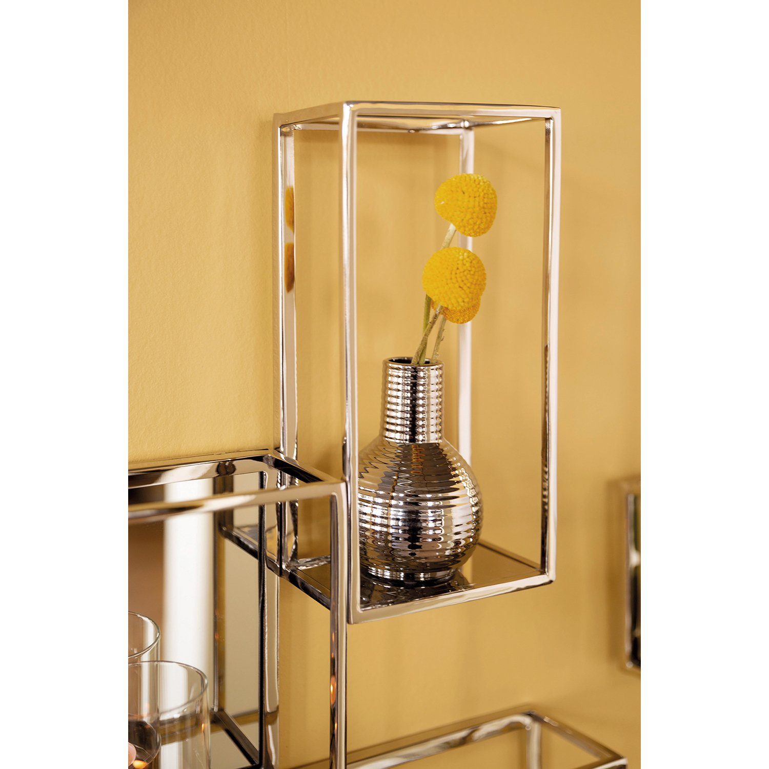 Fink Wandkerzenhalter TRAVITA Wanddekoration-Wandleuchter - H.54cm - silber - Edelstahl (1 St., Lichtträger - Kandelaber), Wanddeko Kerzenhalter Leuchter - Eleganter Kerzenständer für Innen