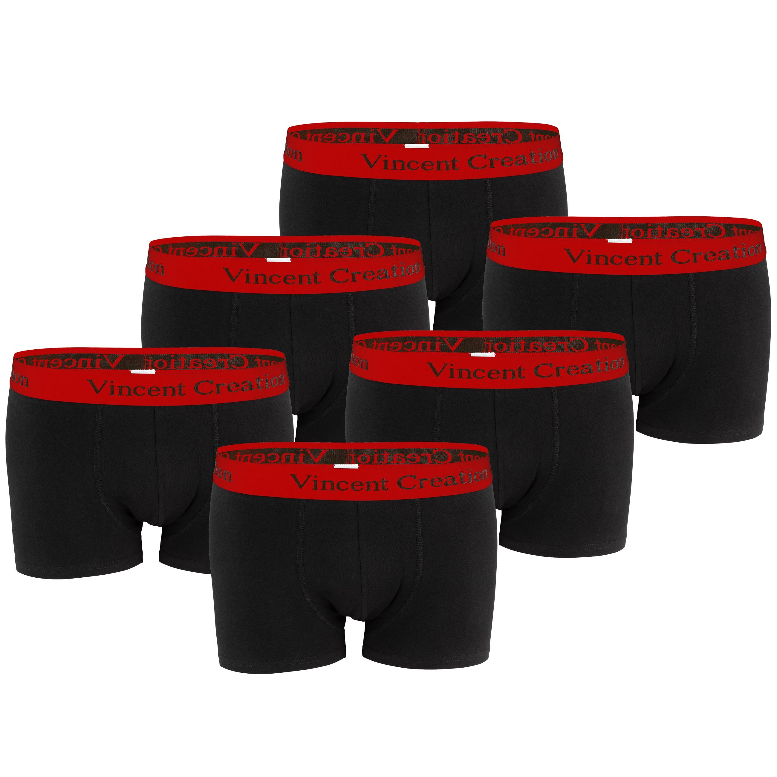 Vincent Creation® Boxershorts (6-St) angenehm stretchiger Baumwollmix schwarz-rot