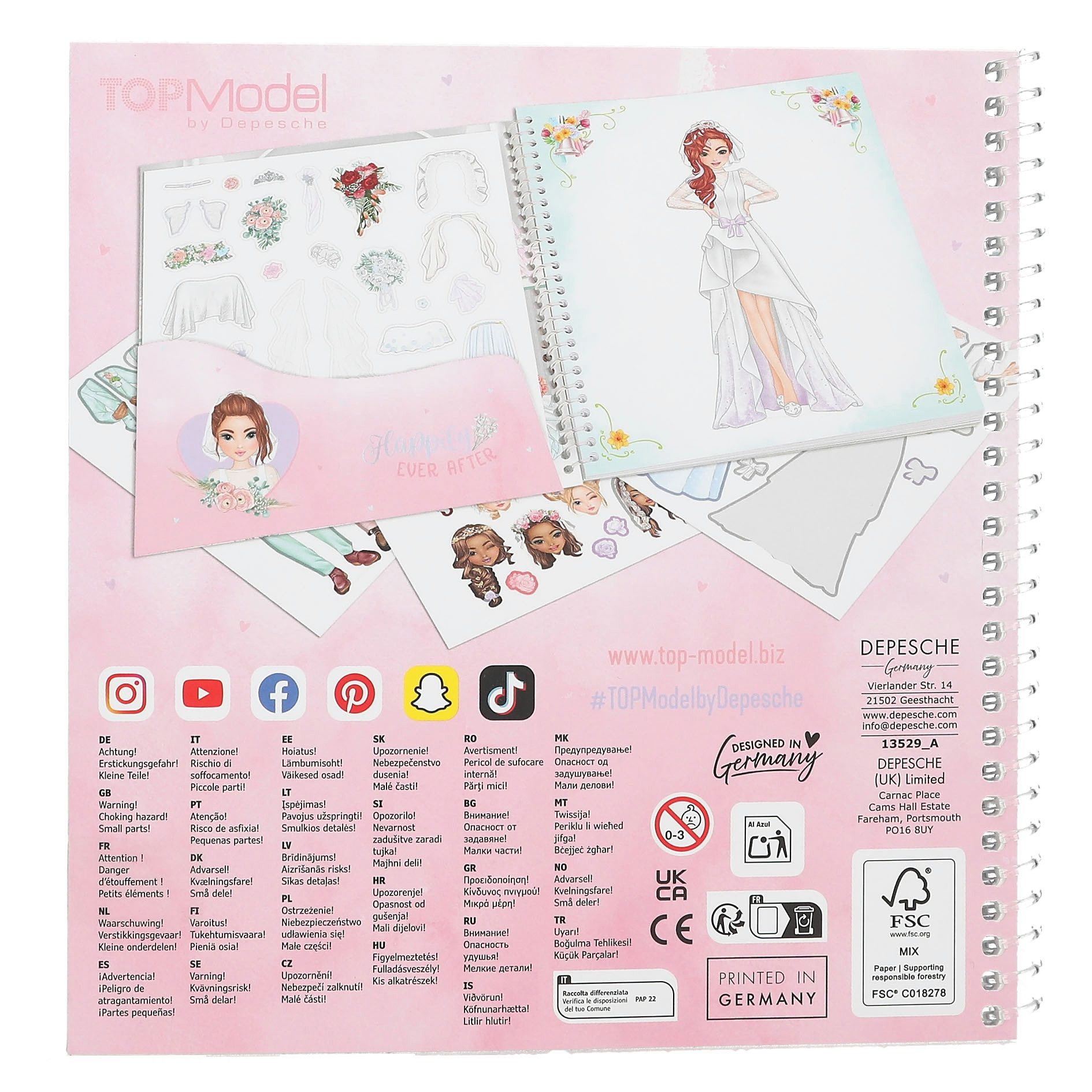Depesche Malvorlage TOPModel Dress Me Up Stickerbuch Wedding Malbuch