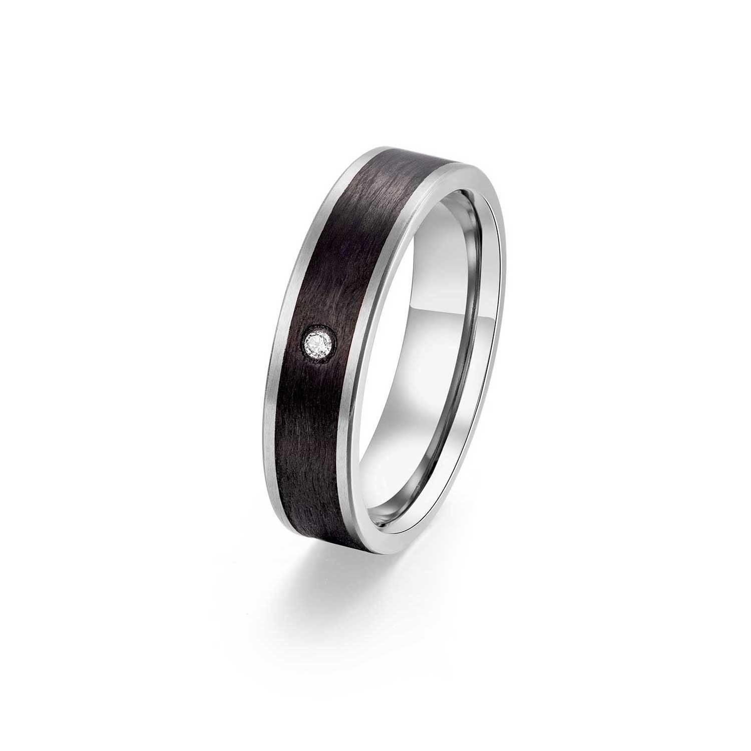 Adam & Eve Trauring Carbon/Titan - Eheringe, Partnerringe "AEC56M" ohne & mit Zirkonia