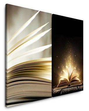 Sinus Art Leinwandbild 2 Bilder je 60x90cm Buch Geschichten Zauberhaft Märchenhaft Fantasie Kunstvoll Träumerisch