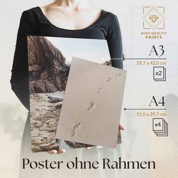 Heimlich Poster Set als Wohnzimmer Deko, Bilder DINA3 & DINA4, Beach Time, Landschaften