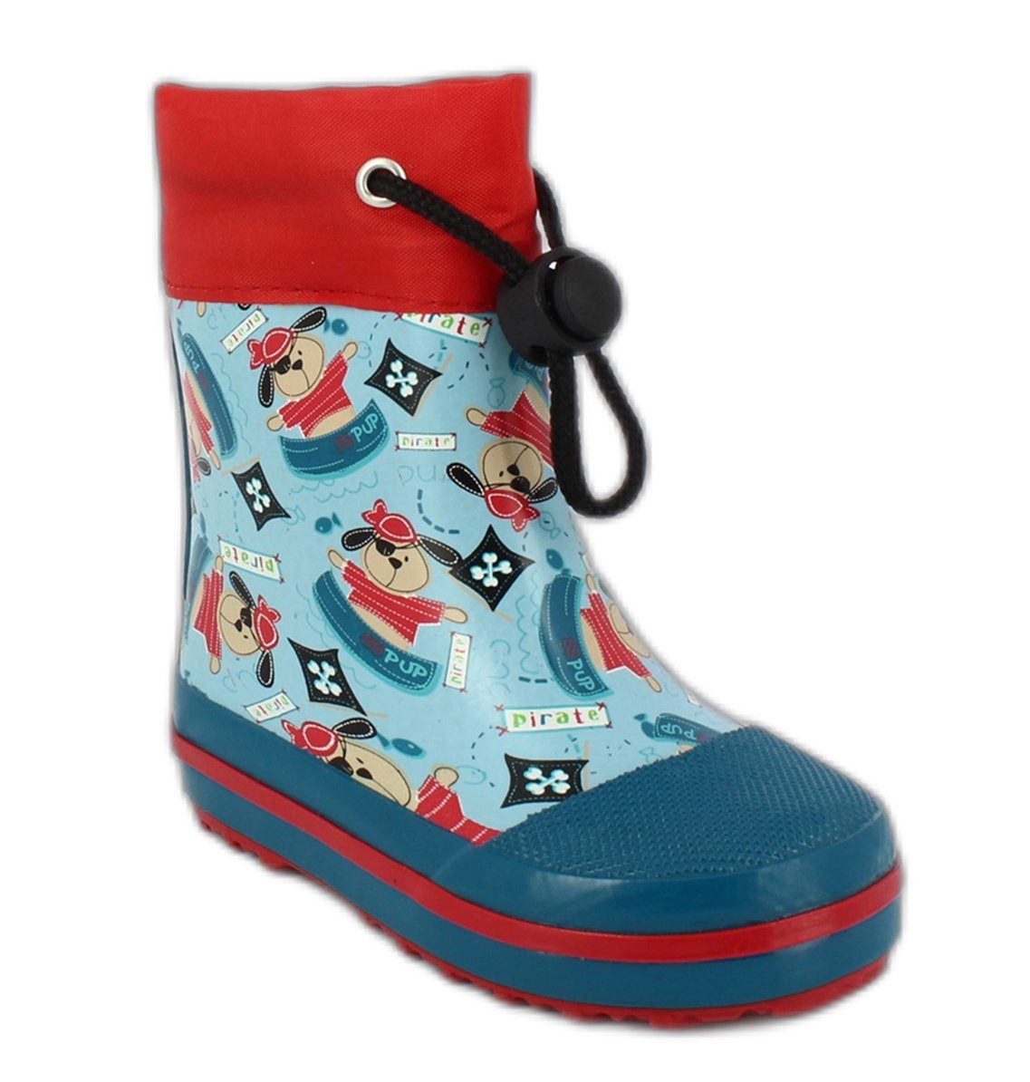 Beck Kleinkinder Gummistiefel Piraten Gummistiefel (wasserdicht, für trockene Füße bei Regen- und Matschwetter) flexible Laufsohle, weicher Naturkautschuk, herausnehmbare Innensohle