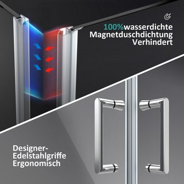 EMKE Eckdusche EMKE Duschkabine Eckeinstieg Duschabtrennung 195cm, mit 5mm ESG Glas Nano Beschichtung