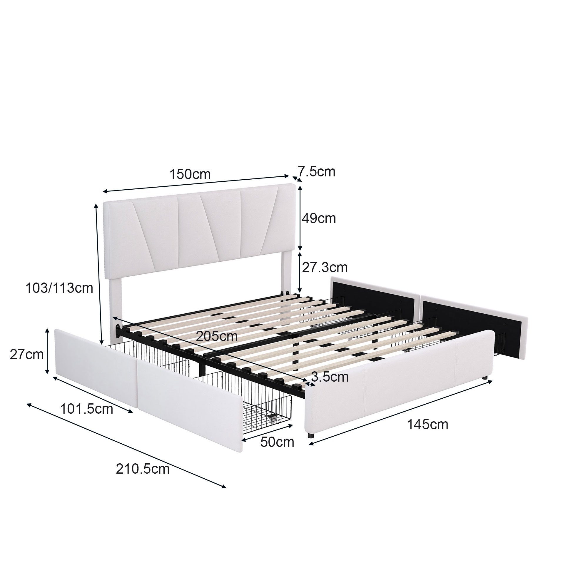 Flieks Polsterbett, Doppelbett Massives Holzbett Samt 140x200cm ohne Matrat günstig online kaufen