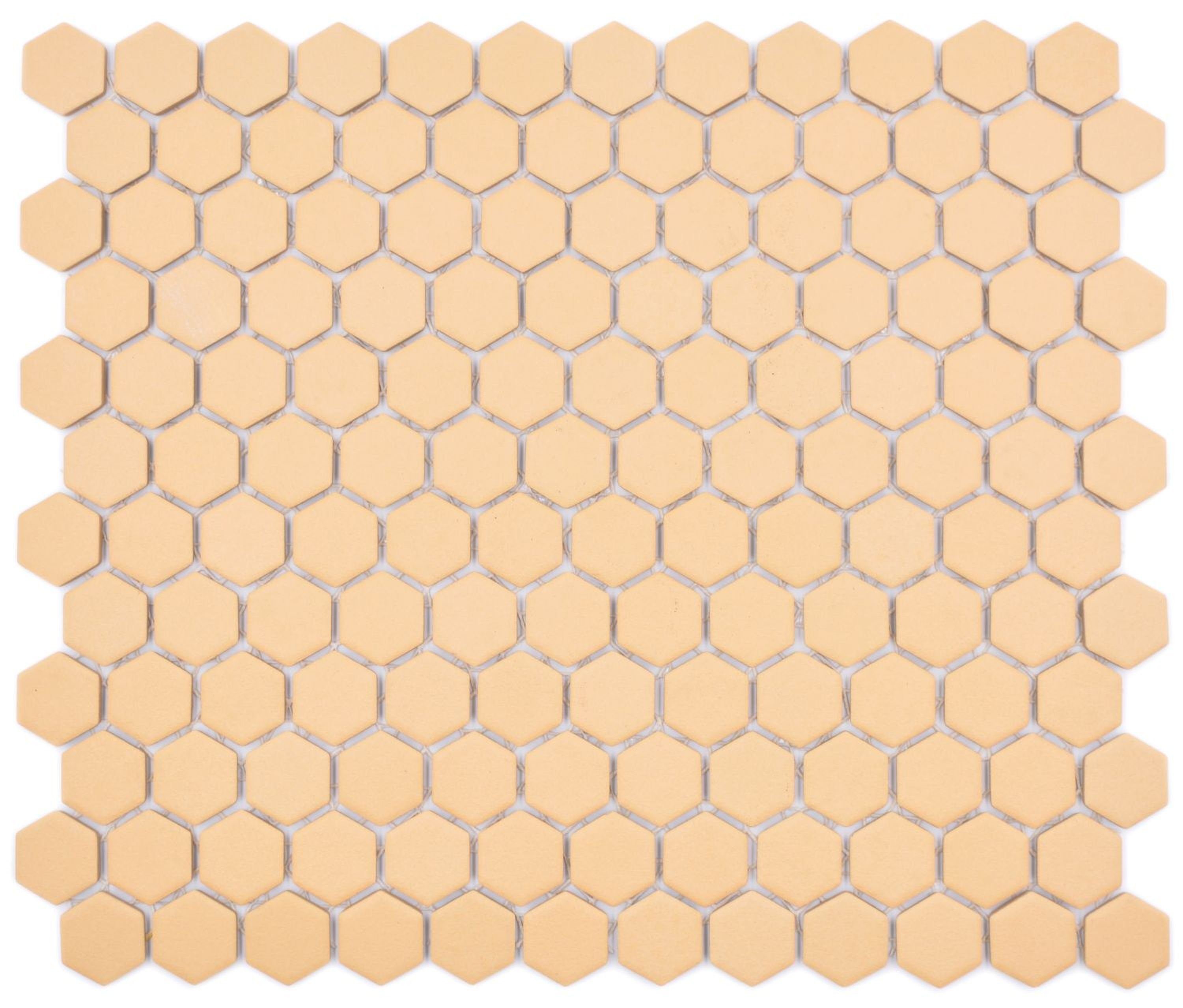 Mosani Mosaikfliesen Hexagonale Sechseck Mosaik Fliese Keramik mini ockerorange
