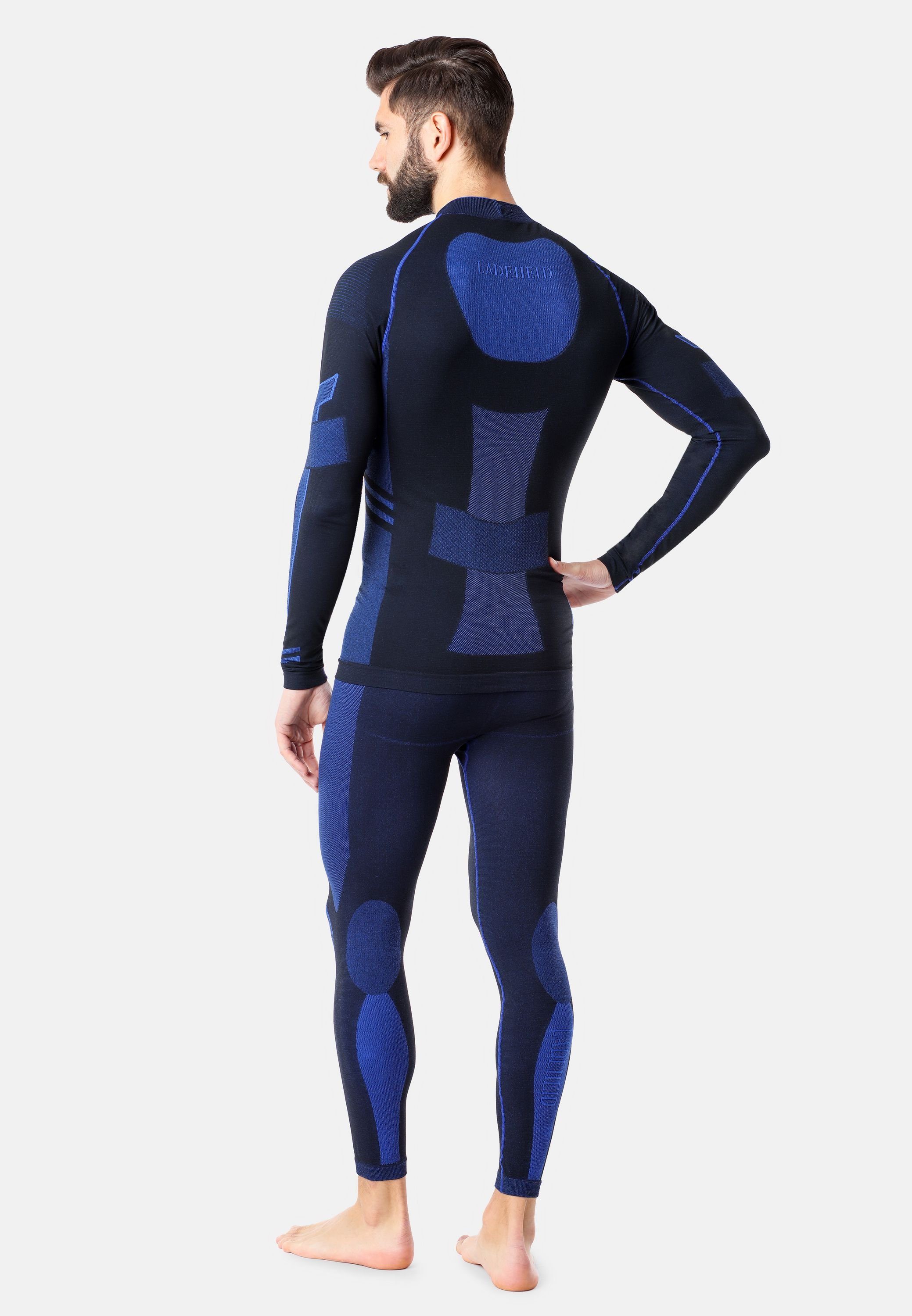 Ladeheid (Set, Schwarz/Marineblau lang Shirt Thermoaktiv Funktionsunterhemd Unterhose Funktionsunterhose) LAGI003 Funktionsunterwäsche mit Herren