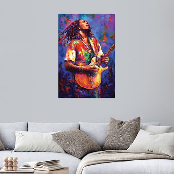 Posterlounge Wandfolie Leon Devenice, Bob Marley, Farbenfroh, Wohnzimmer Modern Illustration