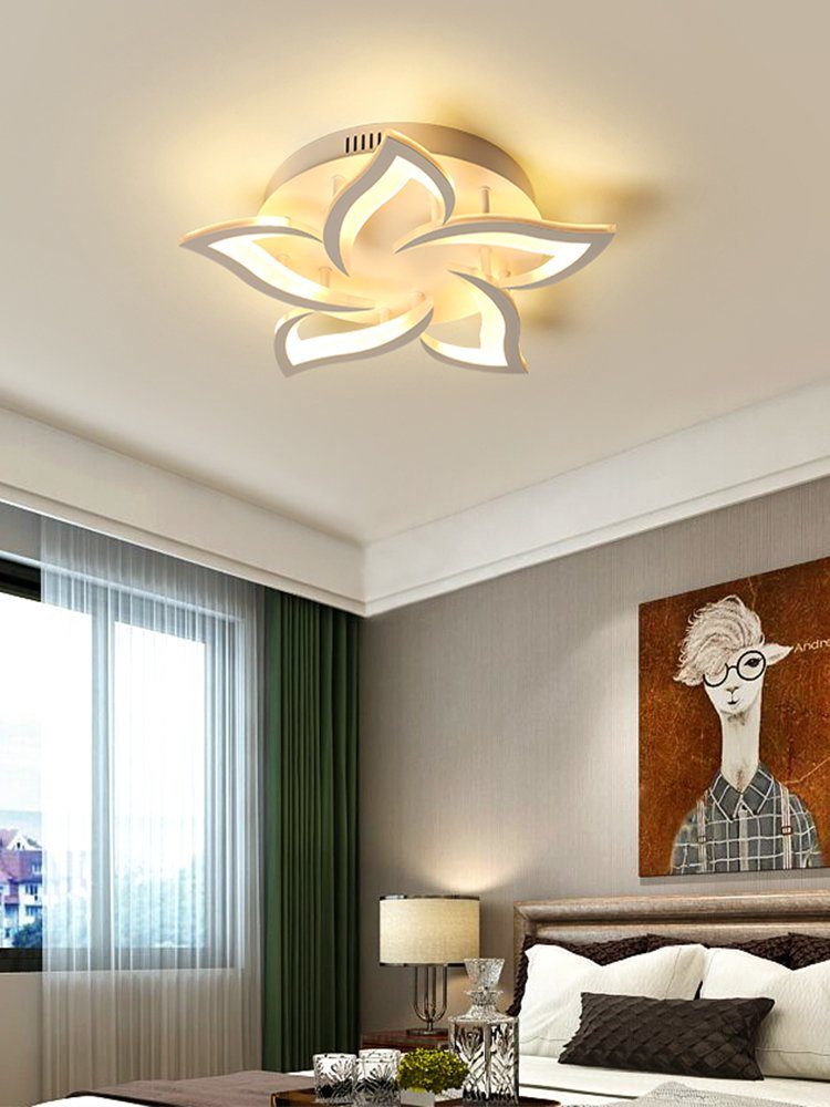Daskoo Deckenleuchte 30W/60W Modern Fernbedienung stufenlos Köpfe, LED LED dimmbar integriert, Deckenleuchte, Dimmbar, 5 Deckenleuchte fest Blütenforming Schlafzimmer