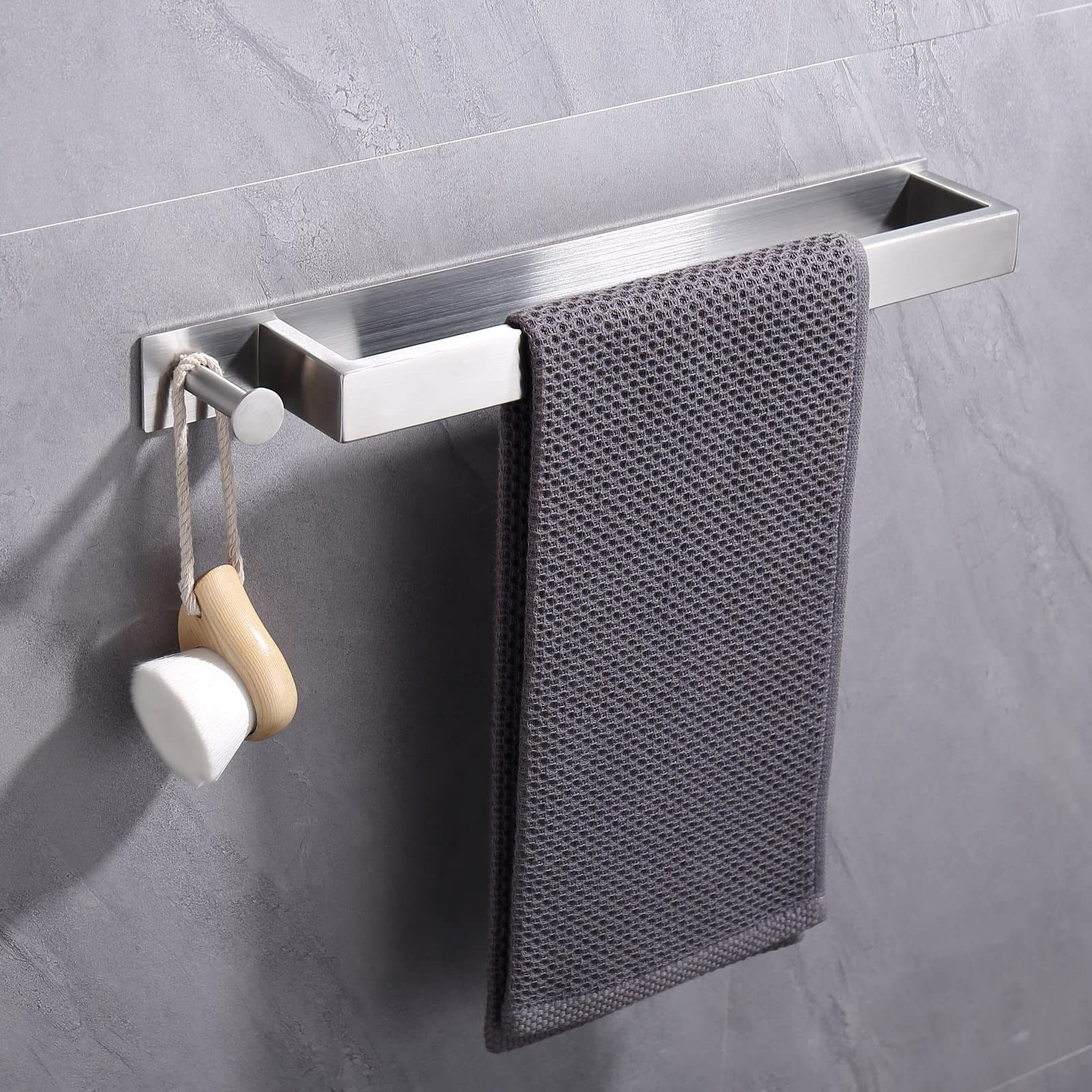 CALIYO Handtuchstange Edelstahl Silber kleber, für mit Badetuchhalter Badezimmer Gästehandtücher Haken Halter Handtuch Handtuchhalter