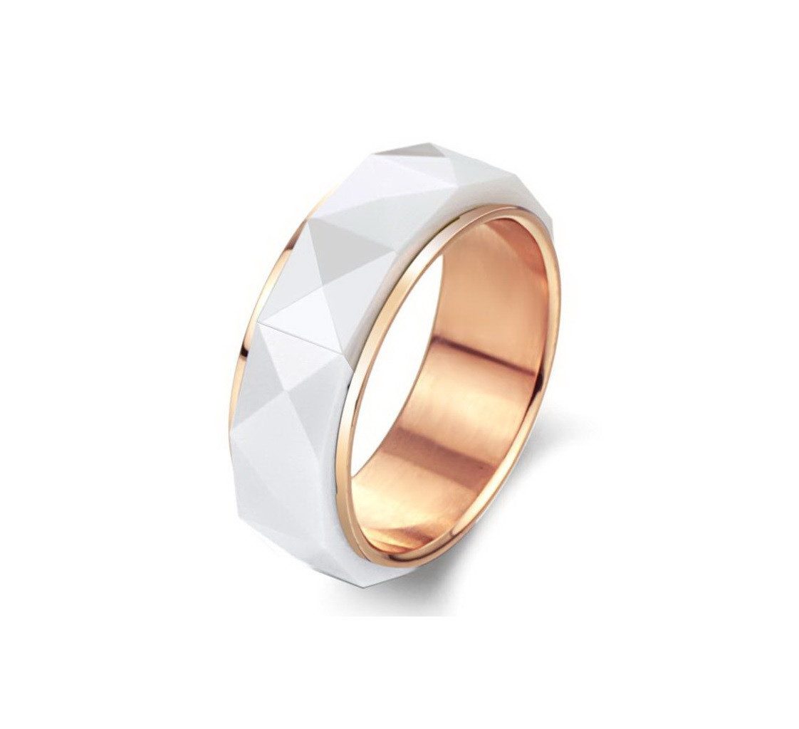 Kingka Fingerring Hochwertiger Edelstahl-Keramik Damen Ring, Drehring, Anti Stress Ring, Damen Edelstahl Schmuck mit Zirkonia zu Geburtstag, Weihnachten
