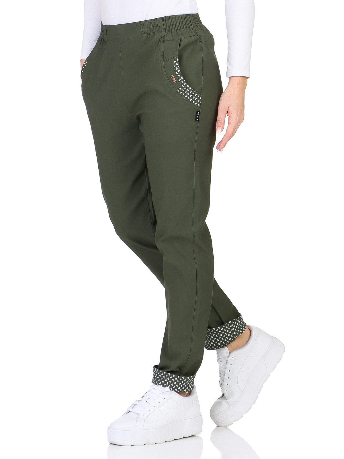OriginalYou Stretch-Hose Sommerhose Damen Schlupfhose ANKER maritime Stoffhose auch in großen Größen erhältlich, mit elastischem Bund