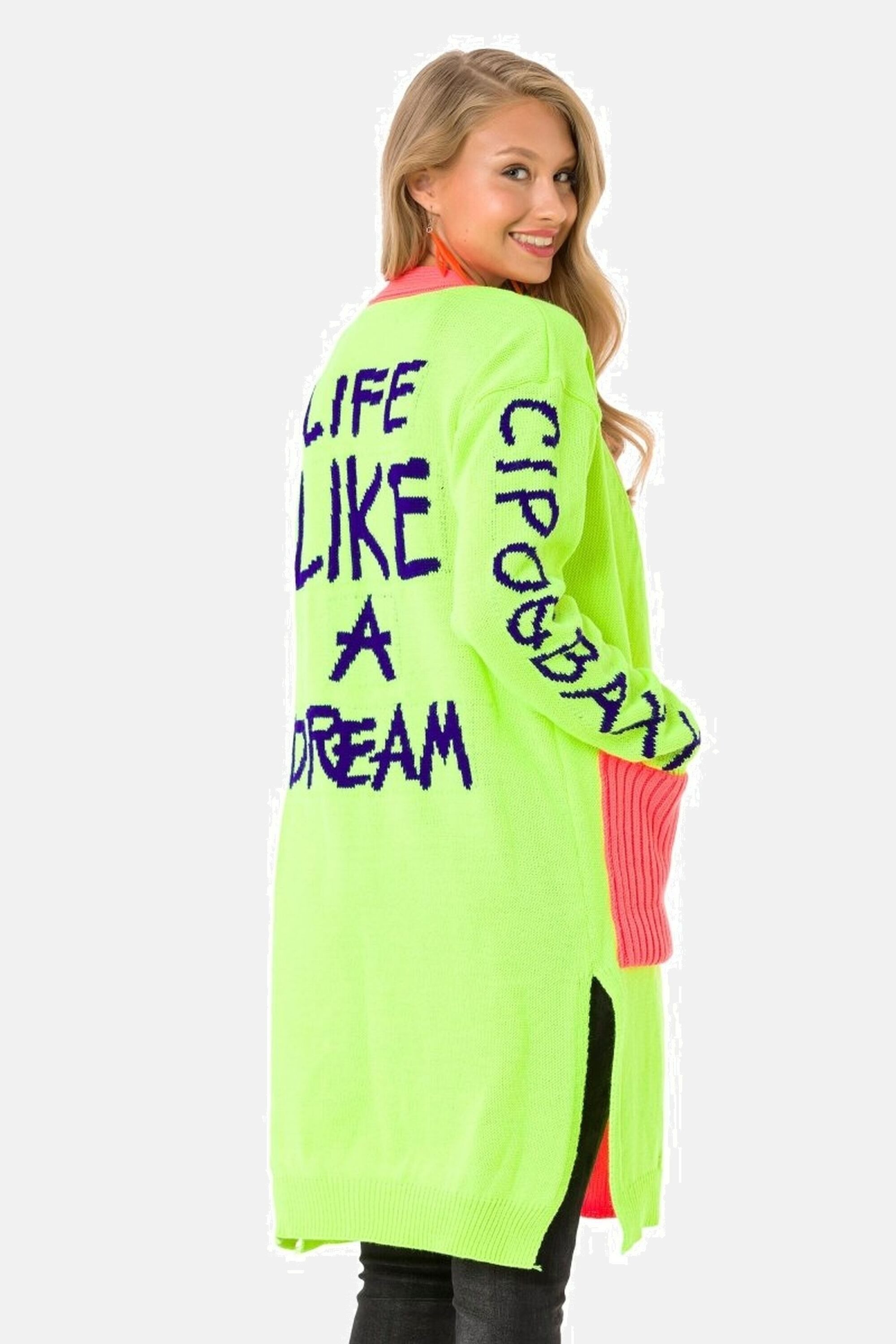 Cipo & Baxx Cardigan Stickjacke (1-tlg) Im coolen Neon-Design, WP242