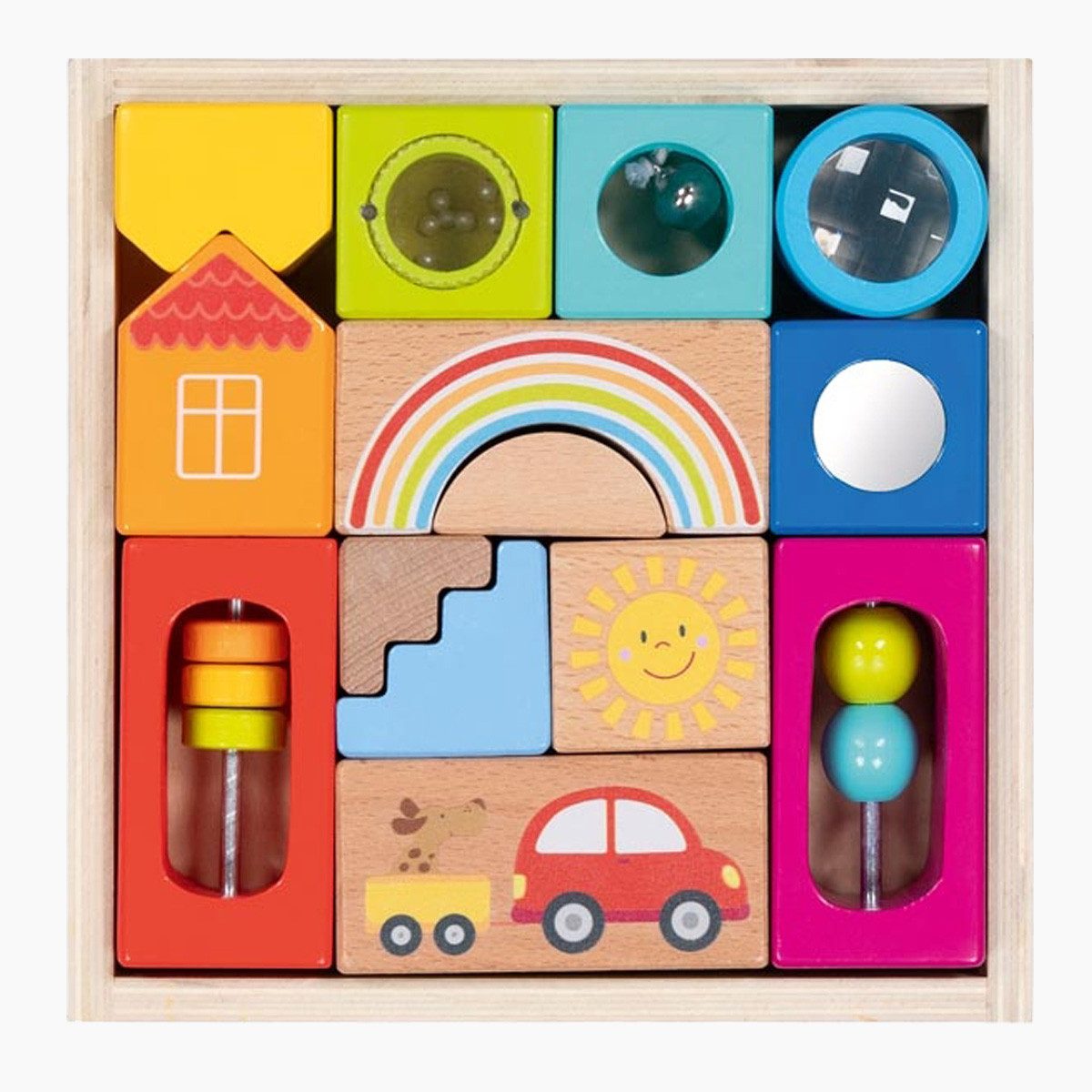 goki Entdeckerbausteine Holzbaukasten, (packung, 14 St., im kasten), bieten mehr als nur das klassische Bauen mit Blöcken