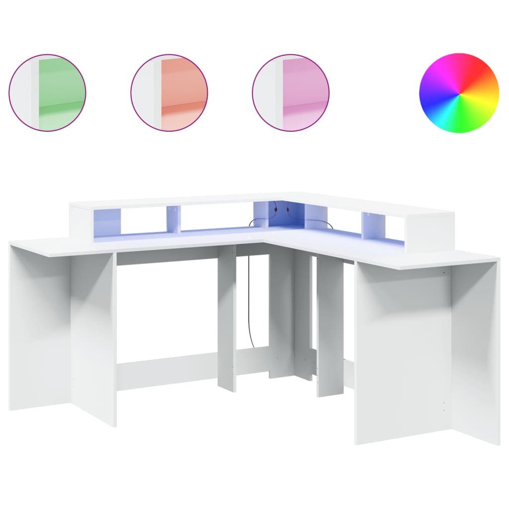 vidaXL Schreibtisch LED-Schreibtisch Weiß 152x152x91 cm günstig online kaufen