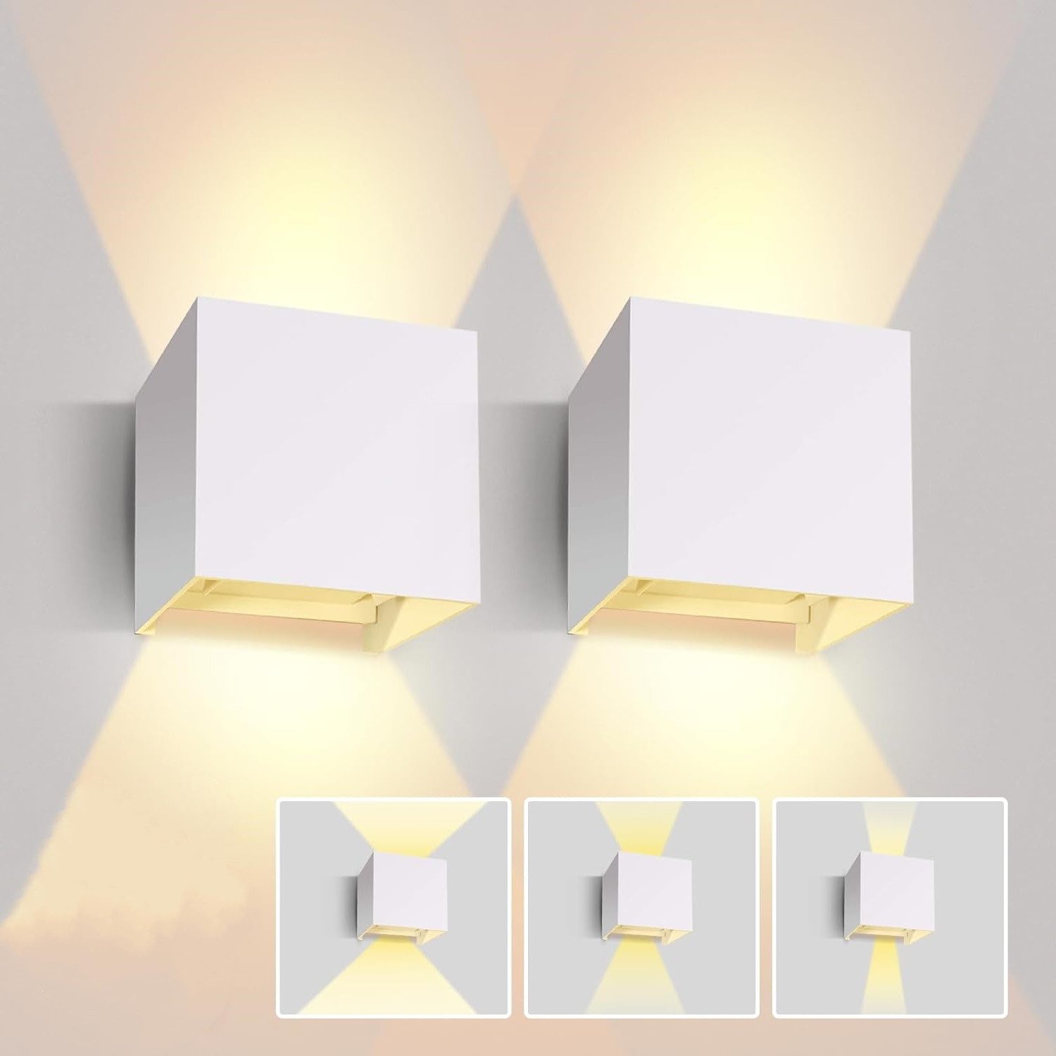 OULENBIYAR Wandleuchte 2 Stück LED Wandlampe Auf & ab Wandspot 10x10x5cm Aluminium-Druckguss, LED fest integriert, Warmweiß, Einstellbarer Lichtstrahl mit Bewegungsmelder, für Wohnzimmer, Flur