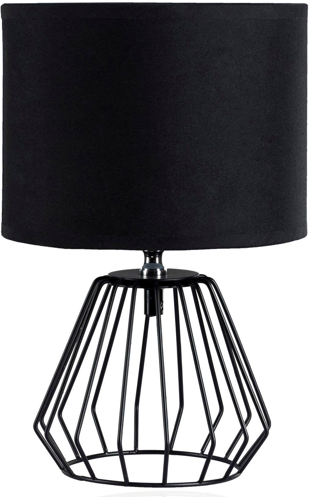 Pauleen Tischleuchte Shiny Diamond max20W 230V Stoffschirm, Schwarz, Draht, ohne Leuchtmittel, E27, Stoffschirm, Schwarz, Draht