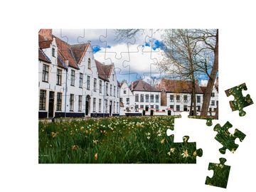 puzzleYOU Puzzle Weiße Häuser in der Stadt Brügge, Belgien, 48 Puzzleteile, puzzleYOU-Kollektionen Belgien