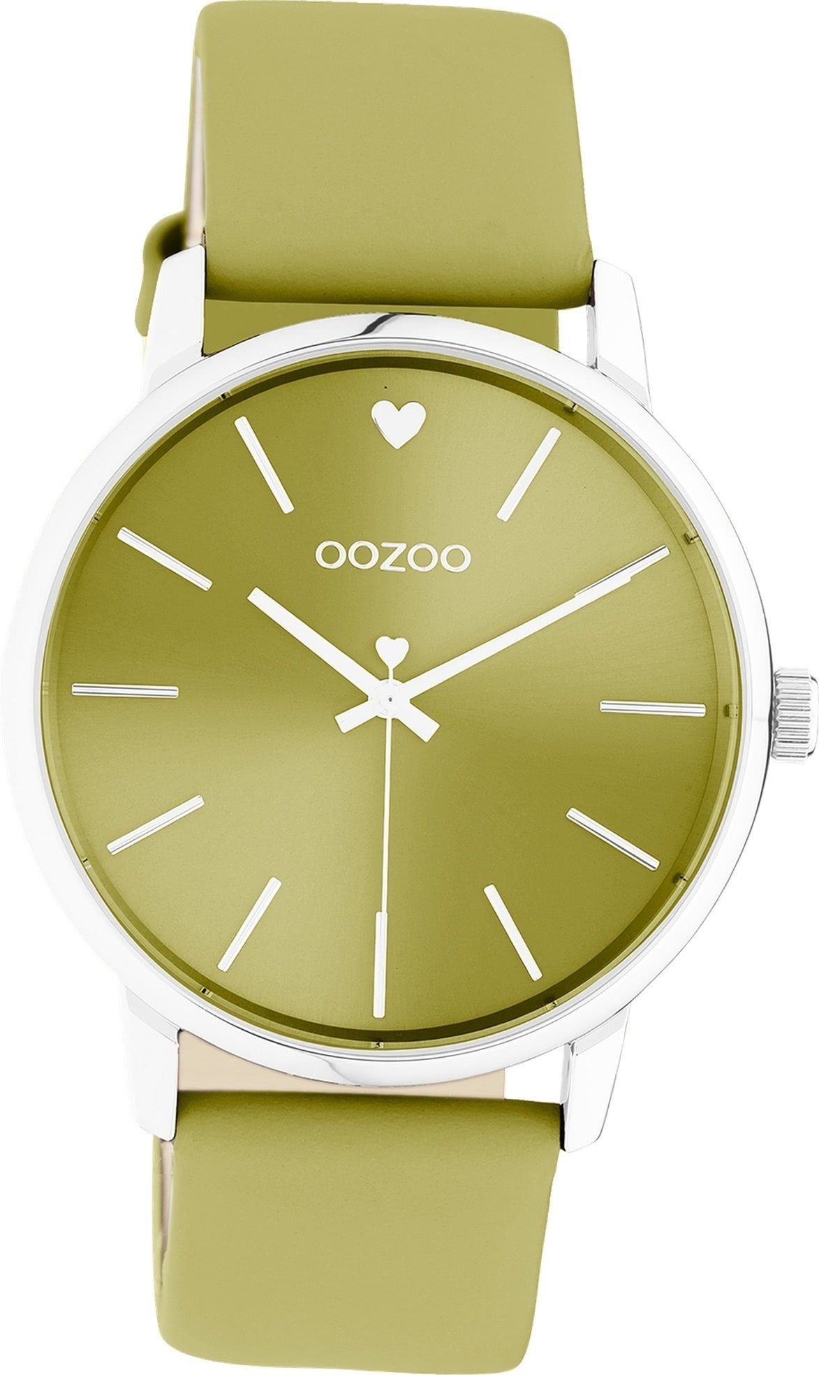 OOZOO Quarzuhr Oozoo Lederarmband rundes ockergelb, groß (ca. 40mm) Gehäuse, Damen Armbanduhr Timepieces, Damenuhr