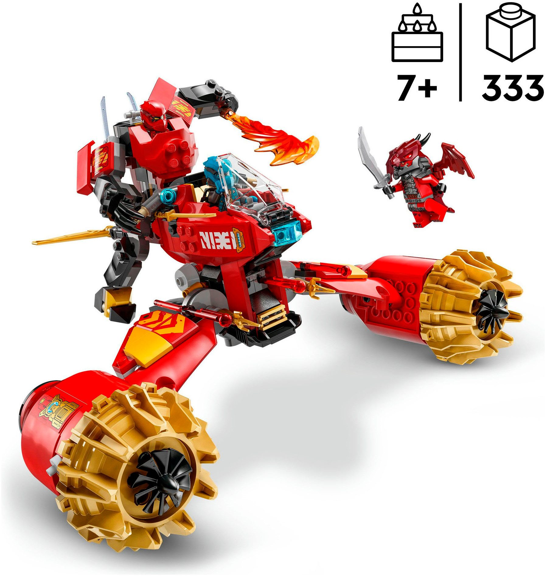 LEGO® Kais Sturmreiter-Mech (71830), LEGO Ninjago Konstruktionsspielsteine, (333 St), Made in Europe – Bild 3 von 5
