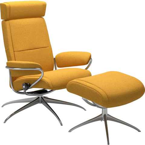 Stressless® Relaxsessel Paris (Set, Relaxsessel mit Hocker), mit Hocker, Low Back mit Kopfstütze, mit Star Base, Gestell Chrom