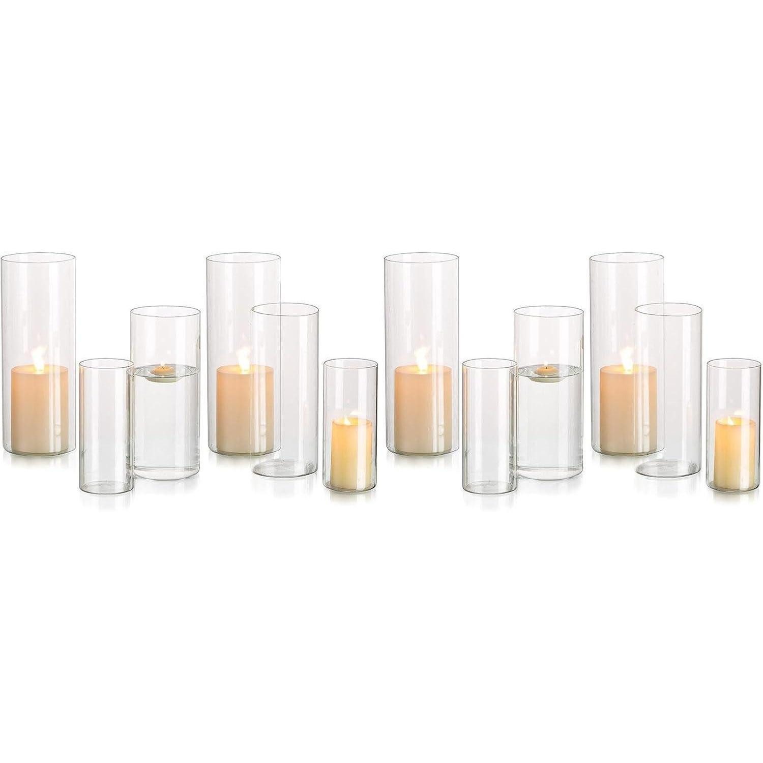 LuxusKollektion Windlicht Kerzenhalter Glaszylinder Windlicht Teelicht Tischdeko 4 M+L+XL (4 St)