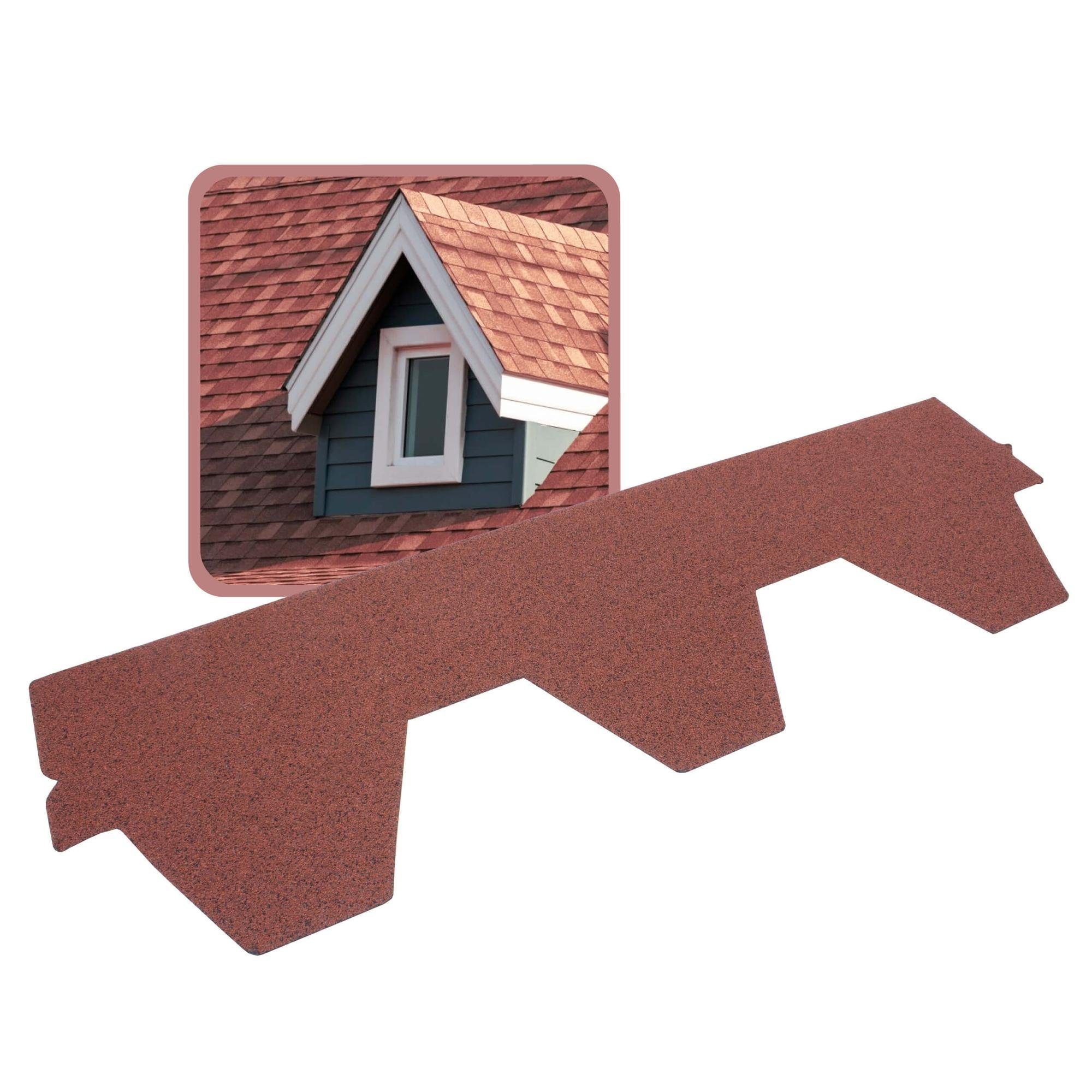 DAPRONA Dachschindeln Dachschindeln, Hexagonal Muster 1m x 32cm, Rot, (20-St), Bitumenschindeldach für Gartenhaus, Carport