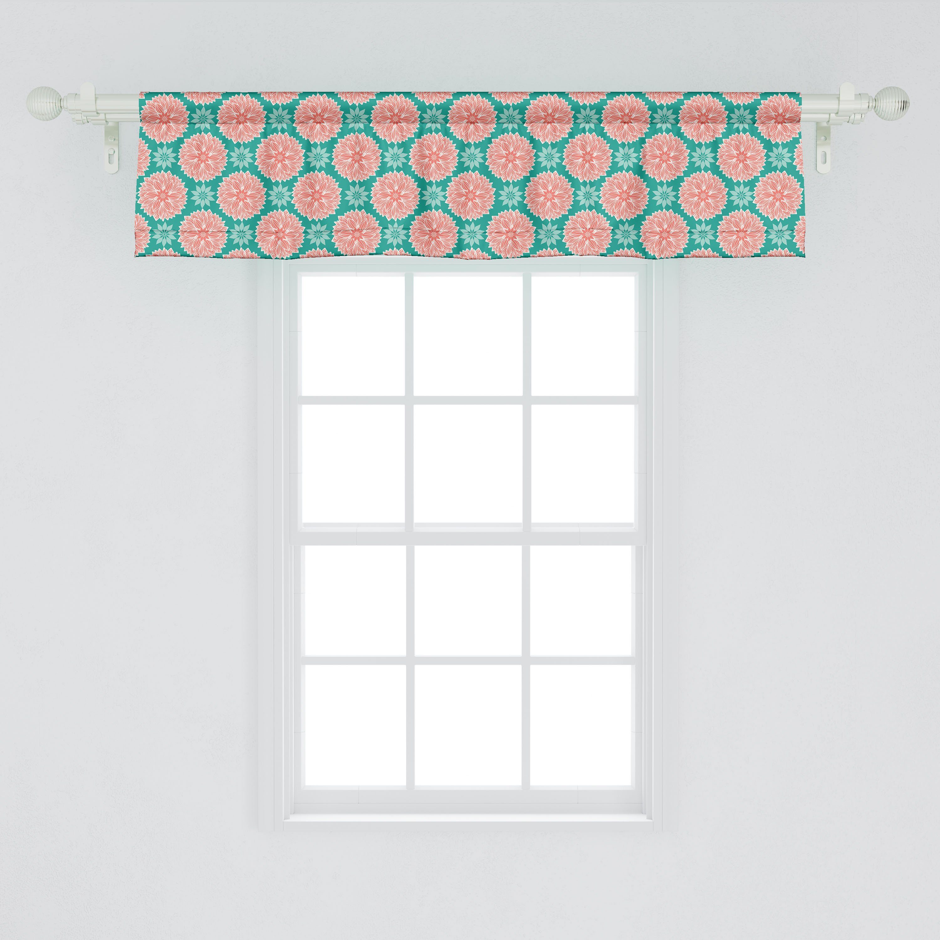 Lotus-Blumen-Motiv Vorhang Stangentasche, Volant Blumen Schlafzimmer Abakuhaus, Pastell mit Microfaser, Küche für Scheibengardine Dekor