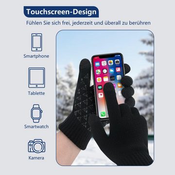Opspring Strickhandschuhe Winter Handschuhe Damen Herren, Unisex Touchscreen Warm Handschuhe