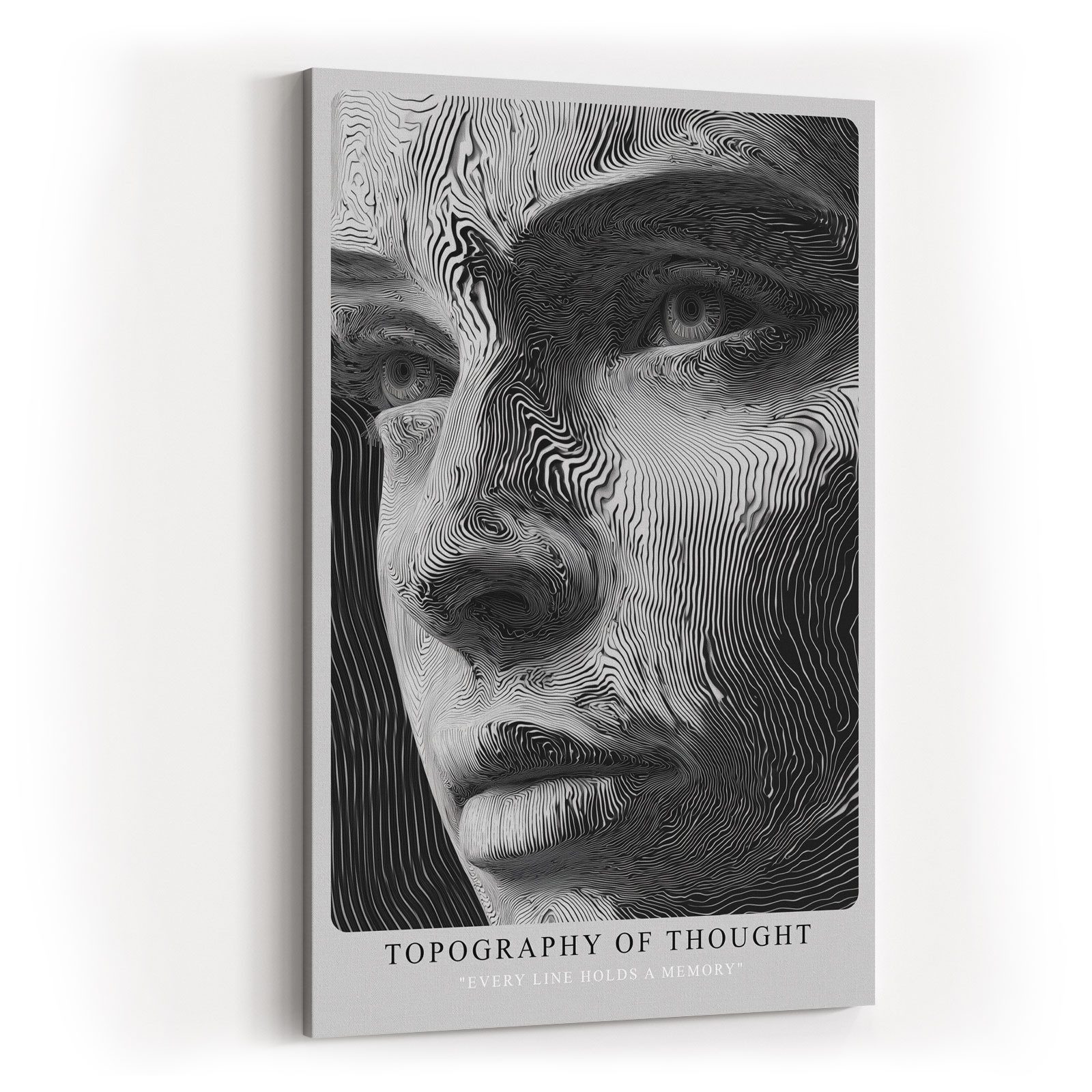 Sinus Art Leinwandbild Frau Porträt Linien Kunst S/W Modern Design Wandbild Leinwand Kunst