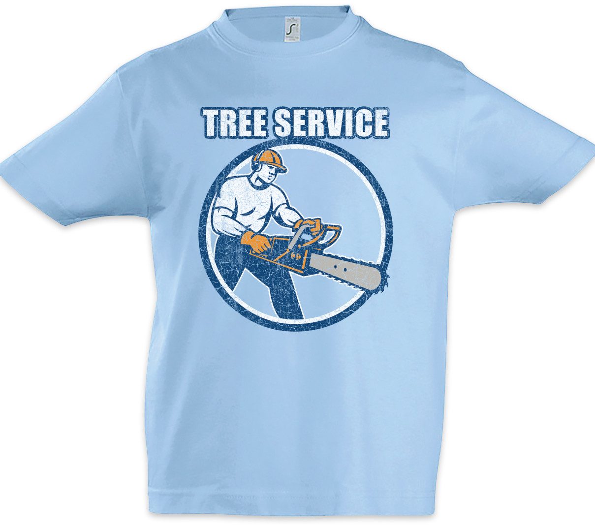 Print-Shirt Tree Service IV Kinder T-Shirt Holzfäller Axt Waldarbeiter Förster