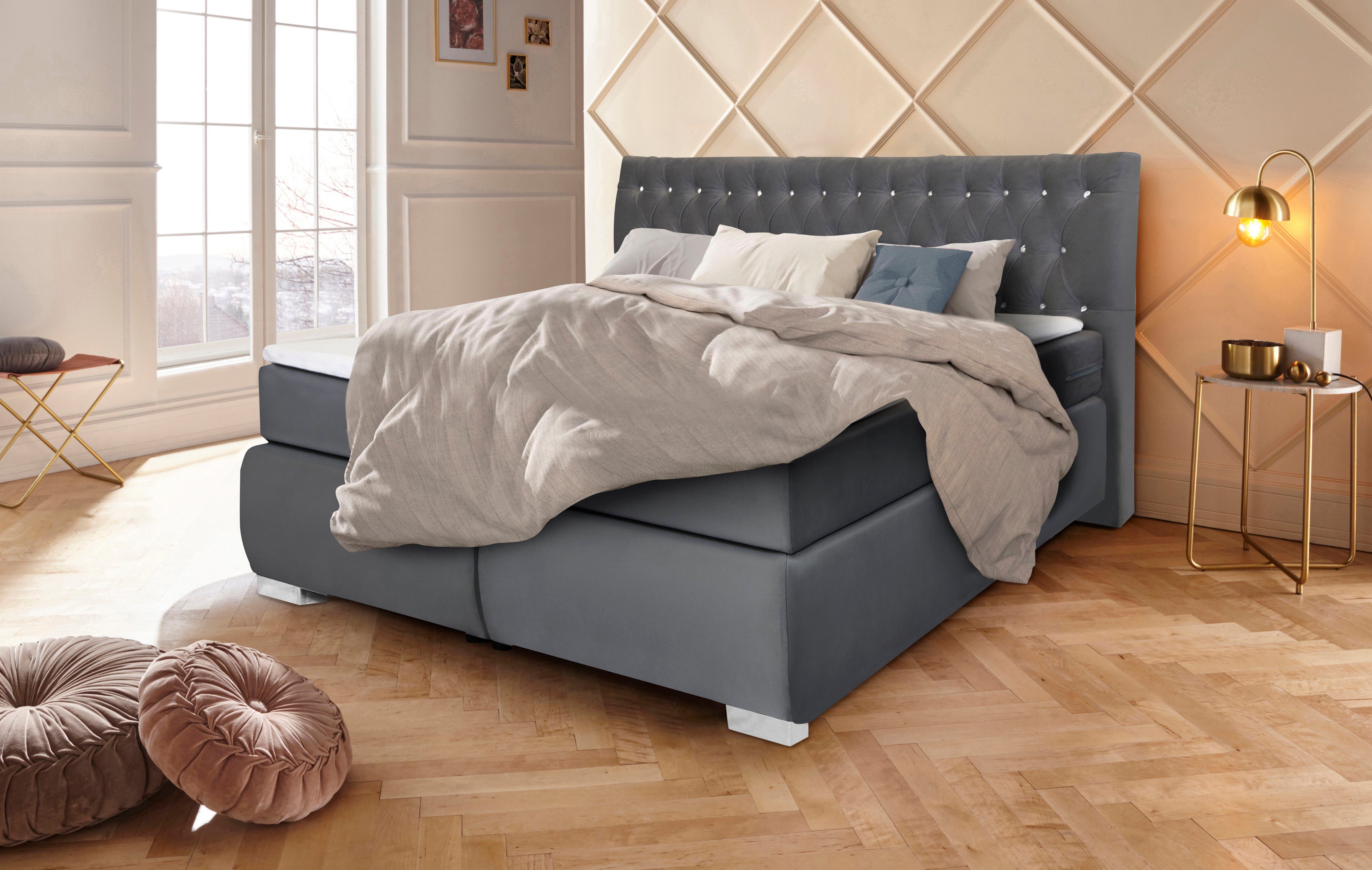 Leonique Boxspringbett Rumba, Taschenfederkern-Matratze in Härtegrad günstig online kaufen