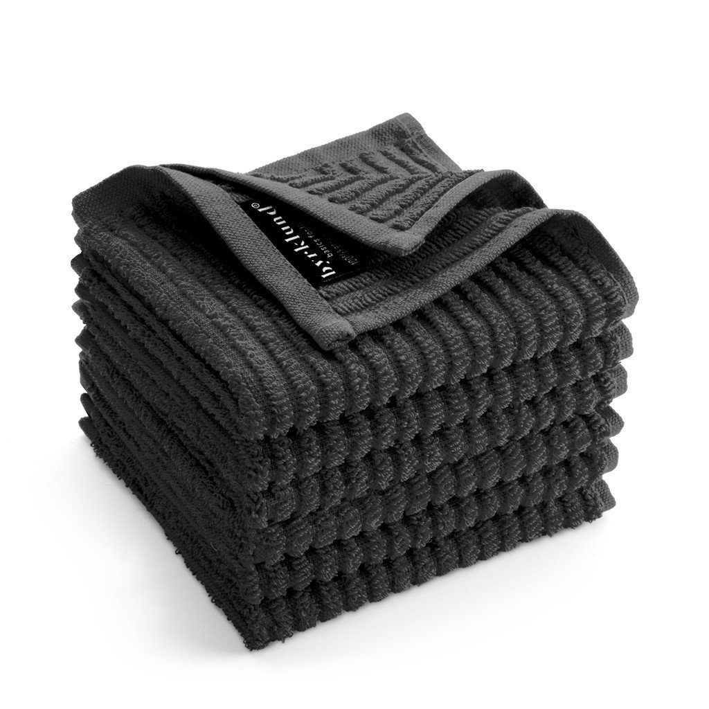 Shiny 100% & - Baumwolle, 6x 30x30 Byrklund Premium-Qualität einsetzbares aus Vielfältig - Geschirrtuch Schwarz cm, Geschirrtuch Clean