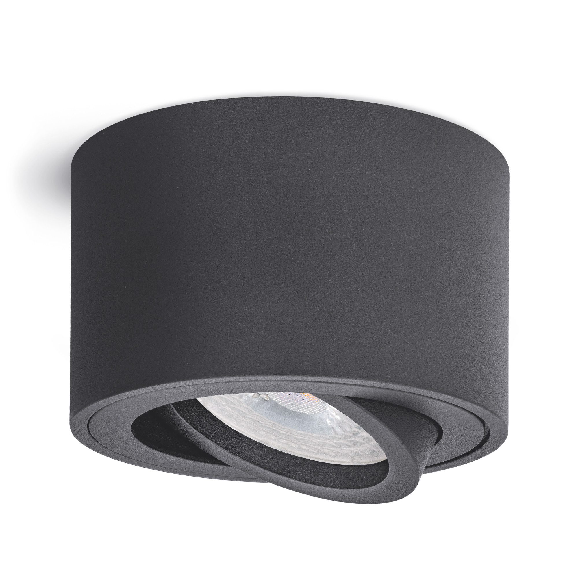 SSC-LUXon LED Aufbaustrahler Aufbauleuchte SMOL schwenkbar Anthrazit rund Modul LED 2W warmweiß, Warmweiß