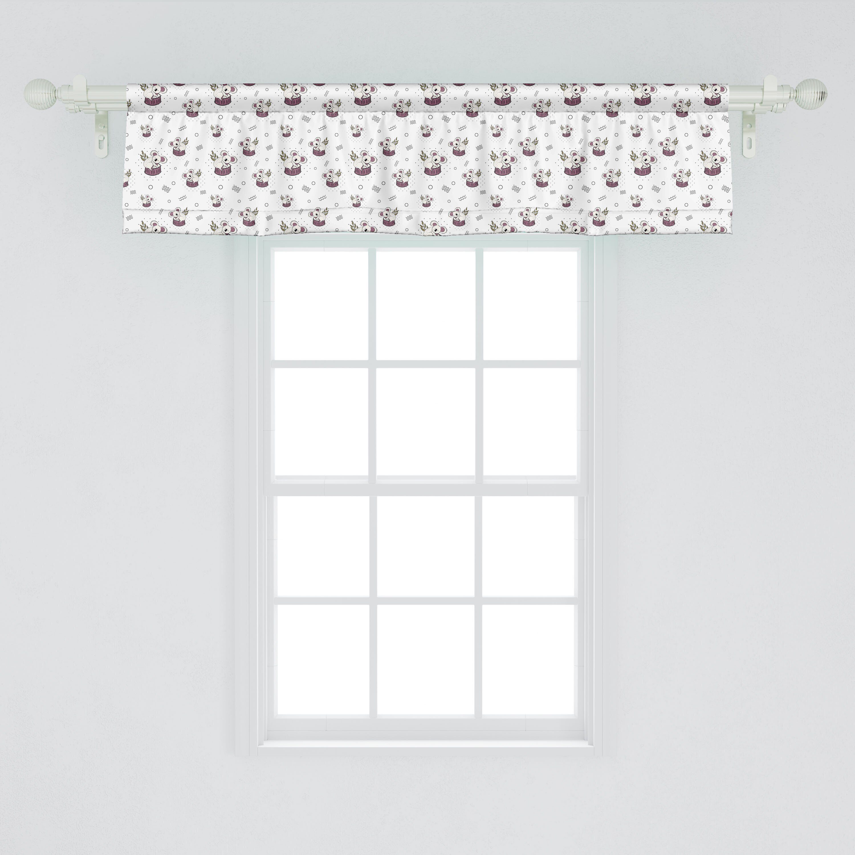 Scheibengardine Vorhang Volant Bär Stangentasche, mit Koalas Schlafzimmer Gekritzel Kreise für Küche Muster Dekor Microfaser, Abakuhaus