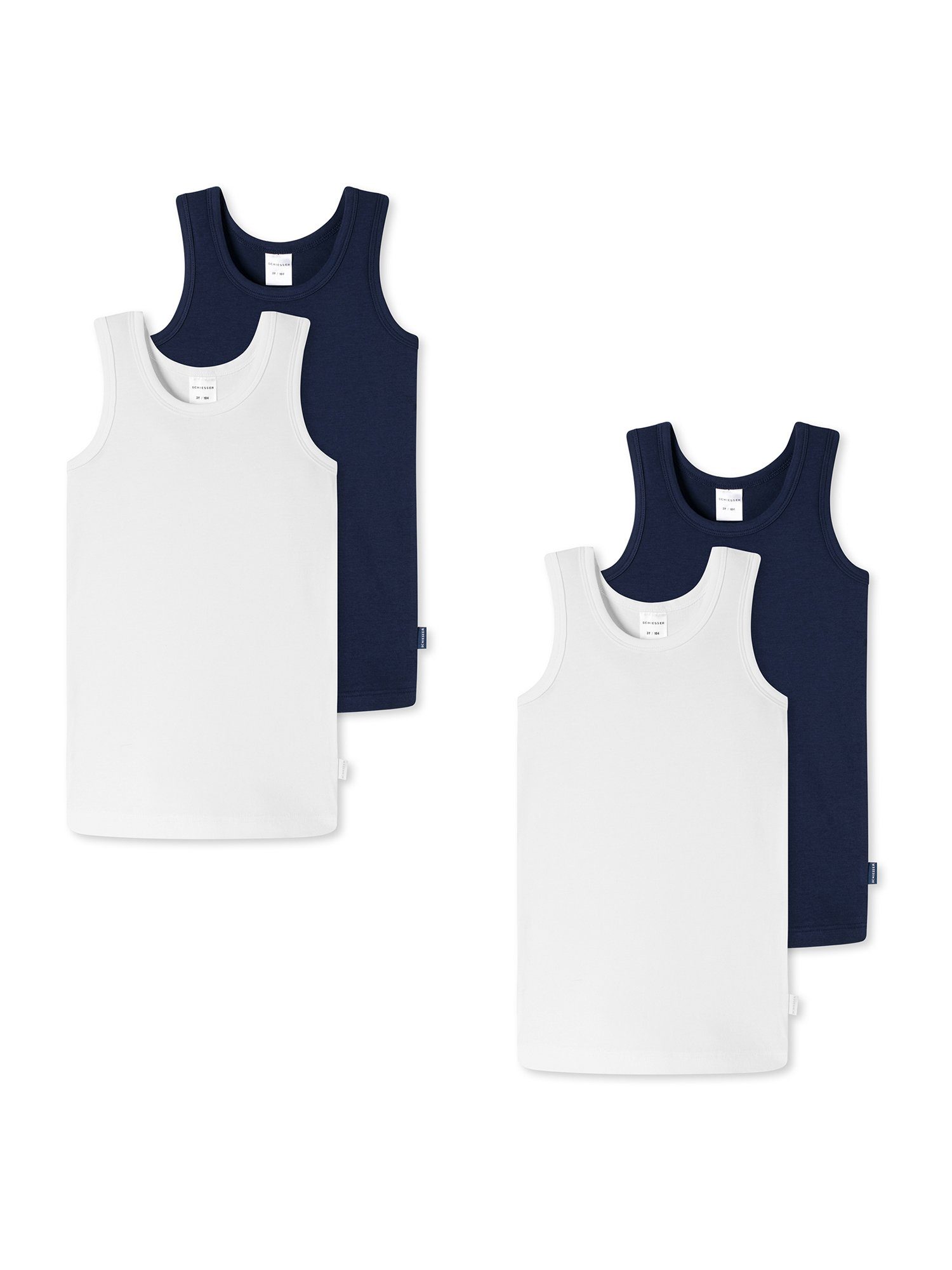 Schiesser Unterhemd Allday Basic (4-St) weiß/blau